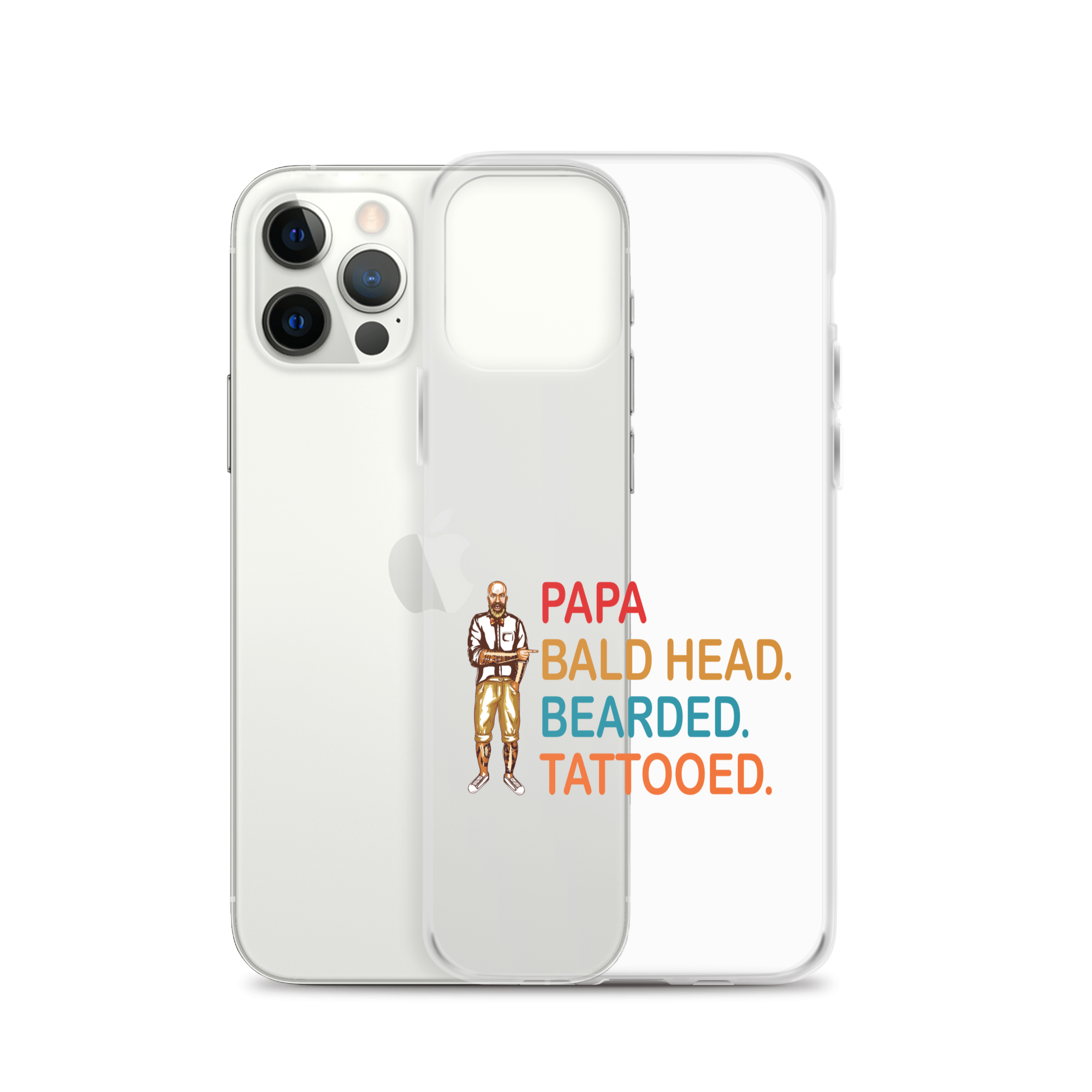 Papa, Bald Head, Bearded, Tattooed Clear Case for iPhone®