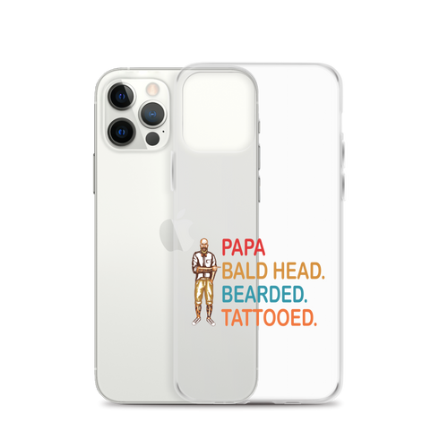 Papa, Bald Head, Bearded, Tattooed Clear Case for iPhone®