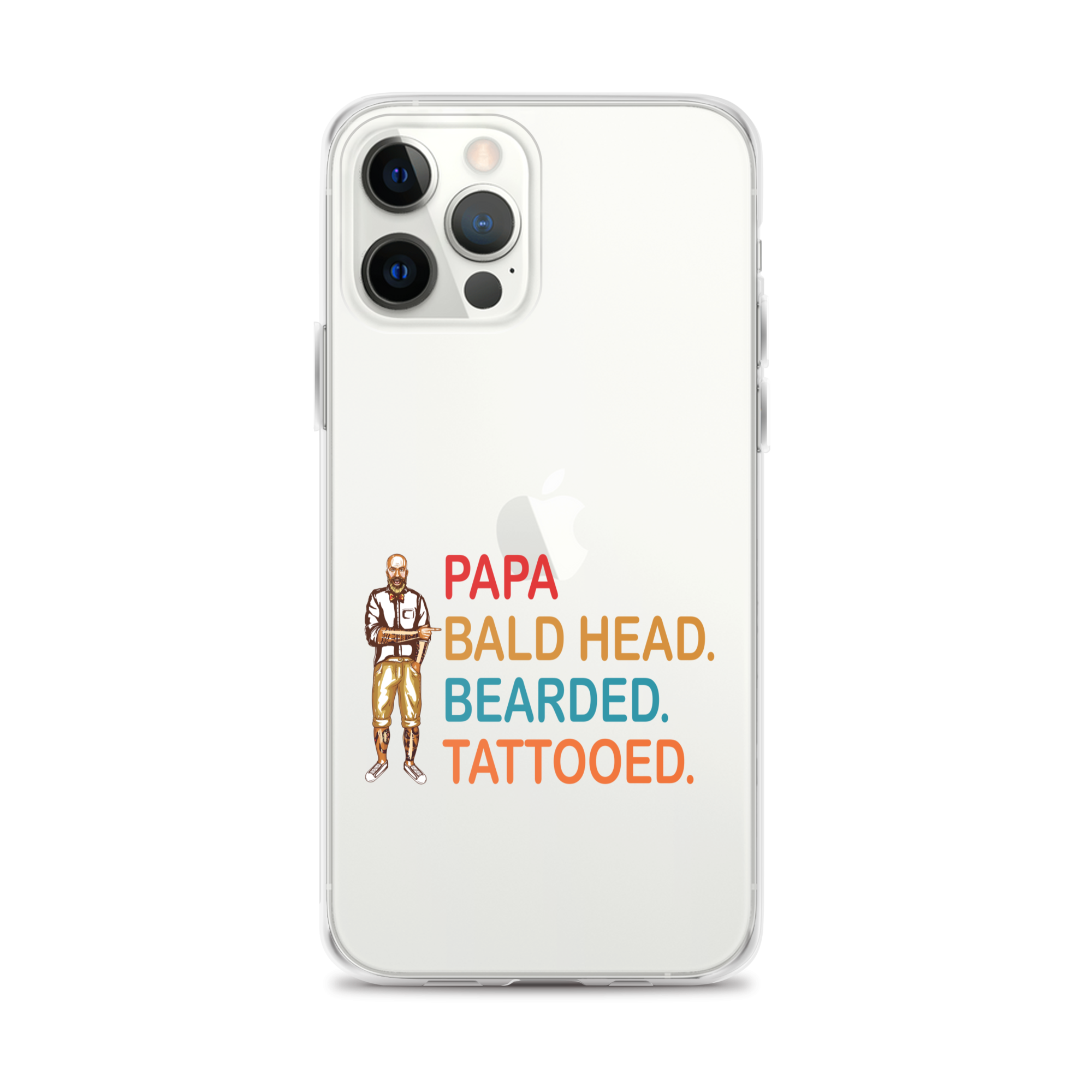 Papa, Bald Head, Bearded, Tattooed Clear Case for iPhone®