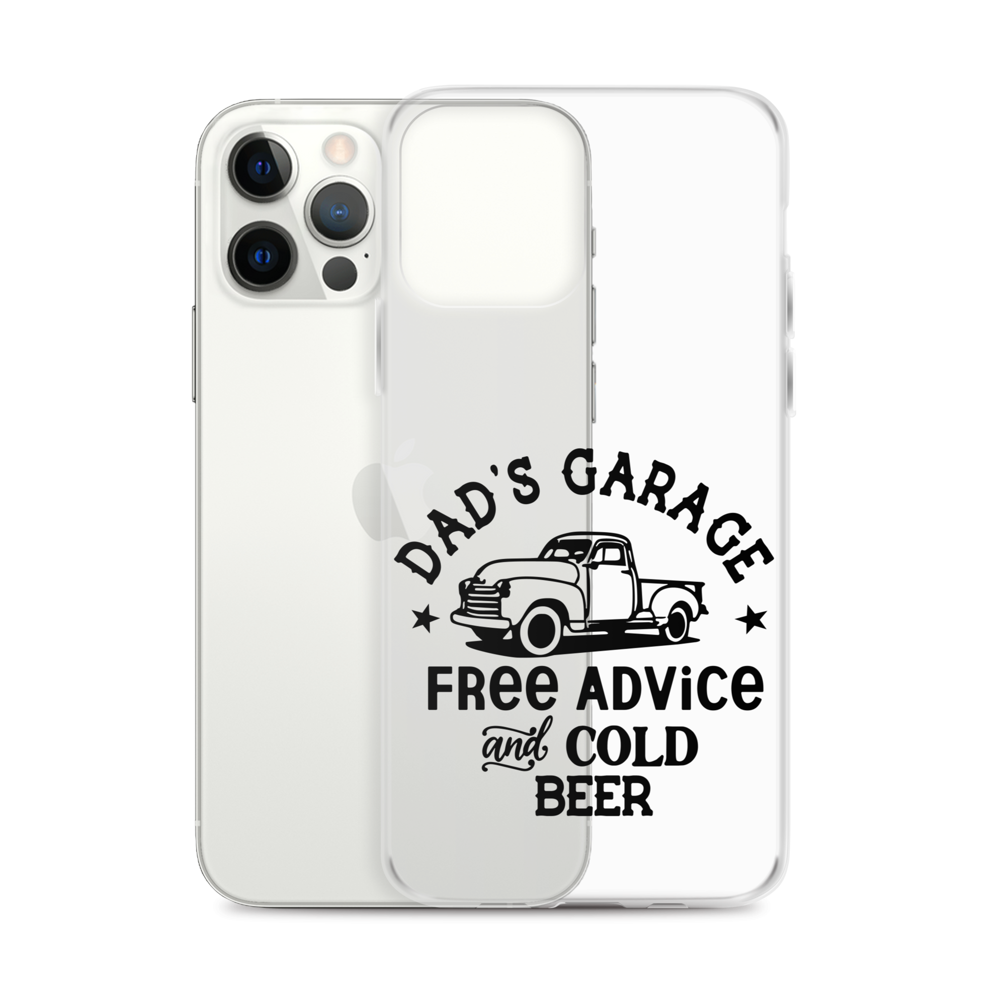 Dad's Garage Free Advice And Cold Beer Clear Case for iPhone®