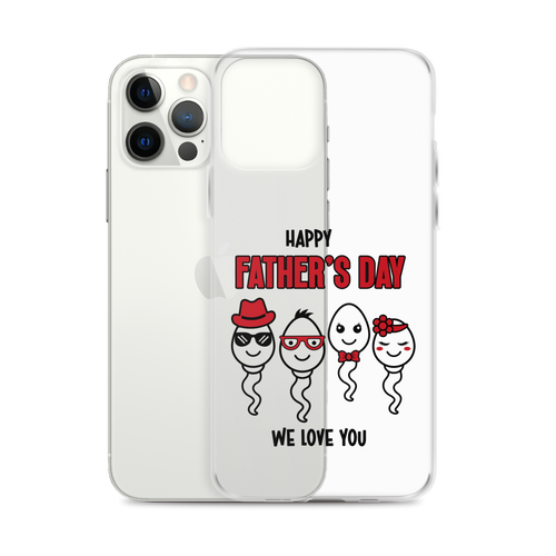 Happy Father's Day We Love You Funny Cartoon Sperm Clear Case for iPhone®