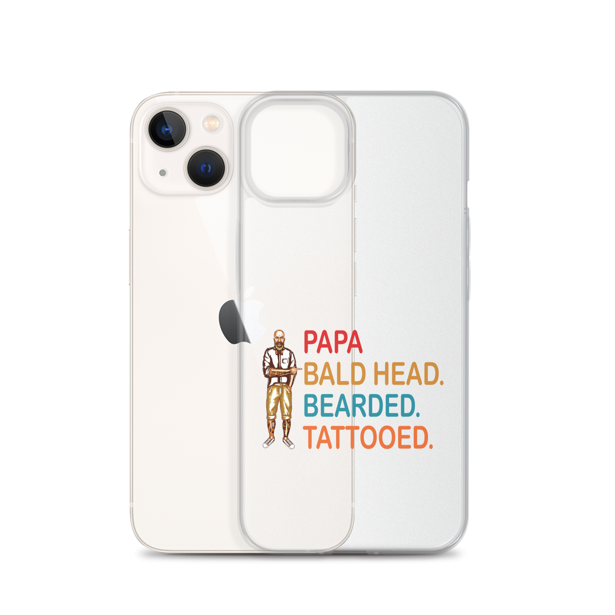 Papa, Bald Head, Bearded, Tattooed Clear Case for iPhone®