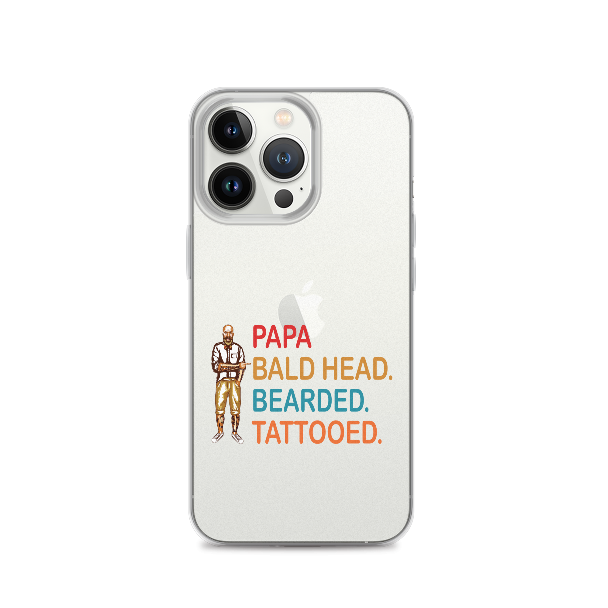 Papa, Bald Head, Bearded, Tattooed Clear Case for iPhone®