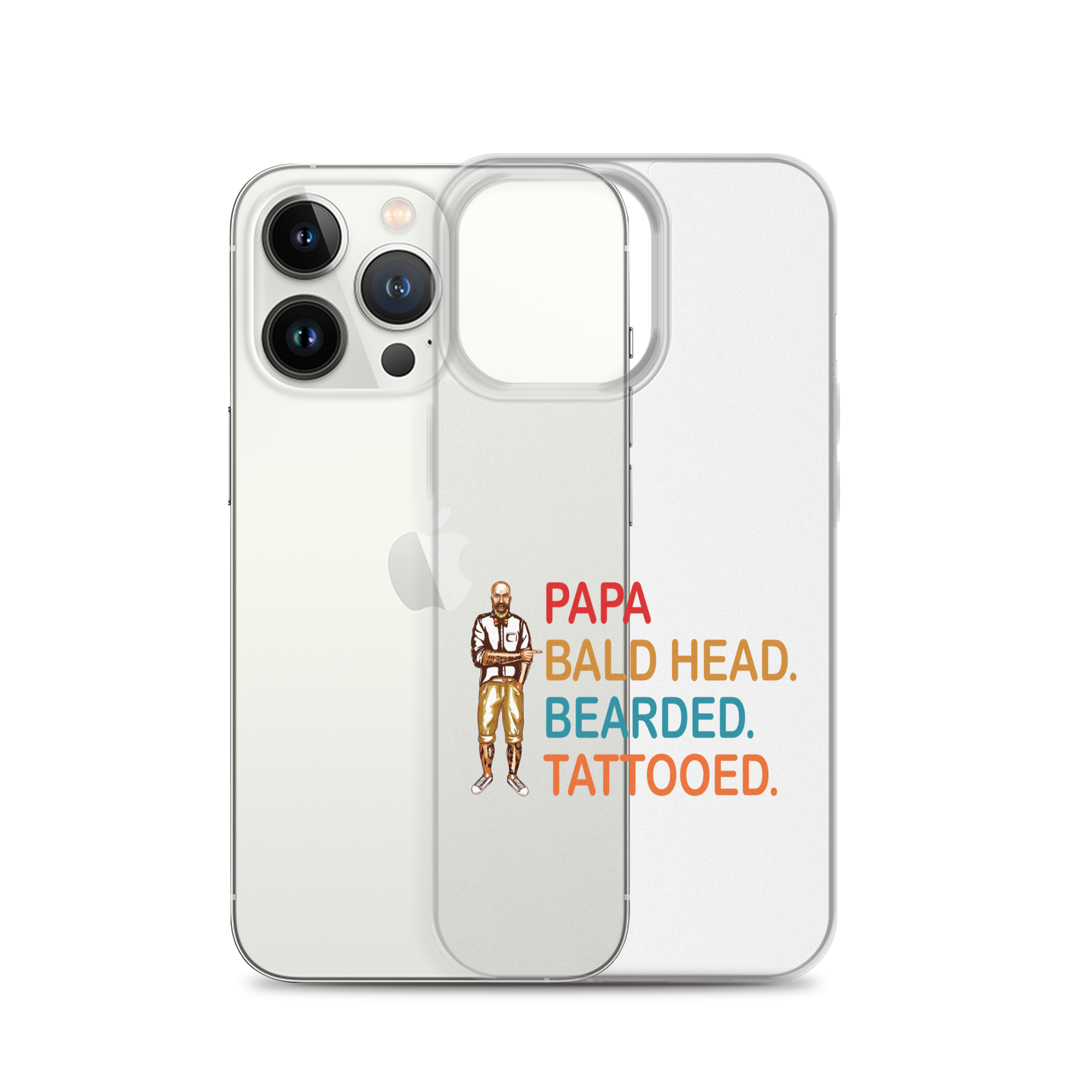 Papa, Bald Head, Bearded, Tattooed Clear Case for iPhone®