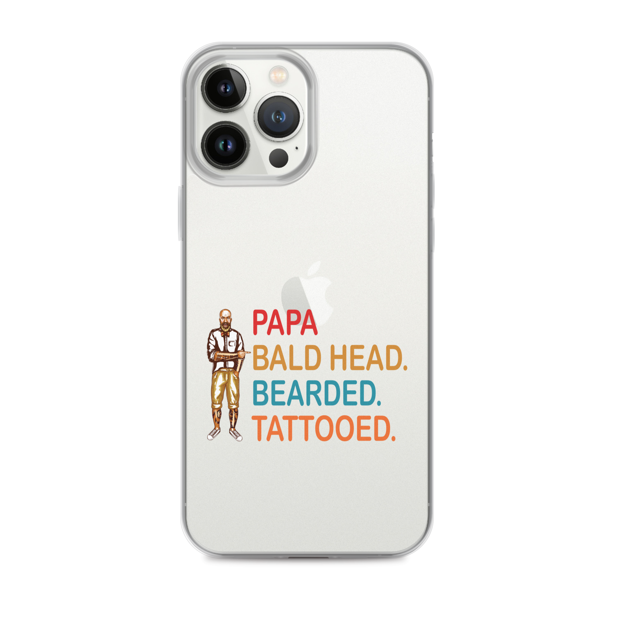 Papa, Bald Head, Bearded, Tattooed Clear Case for iPhone®