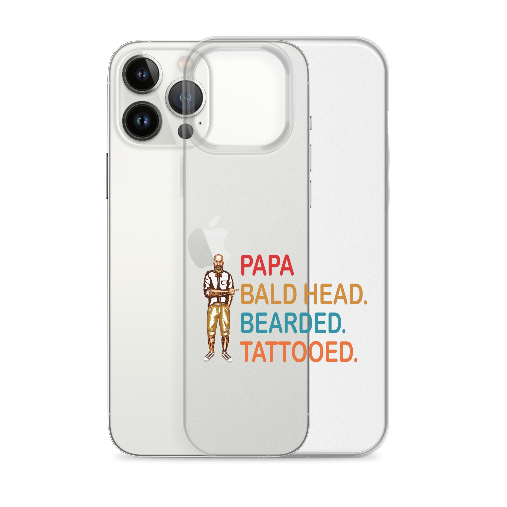 Papa, Bald Head, Bearded, Tattooed Clear Case for iPhone®