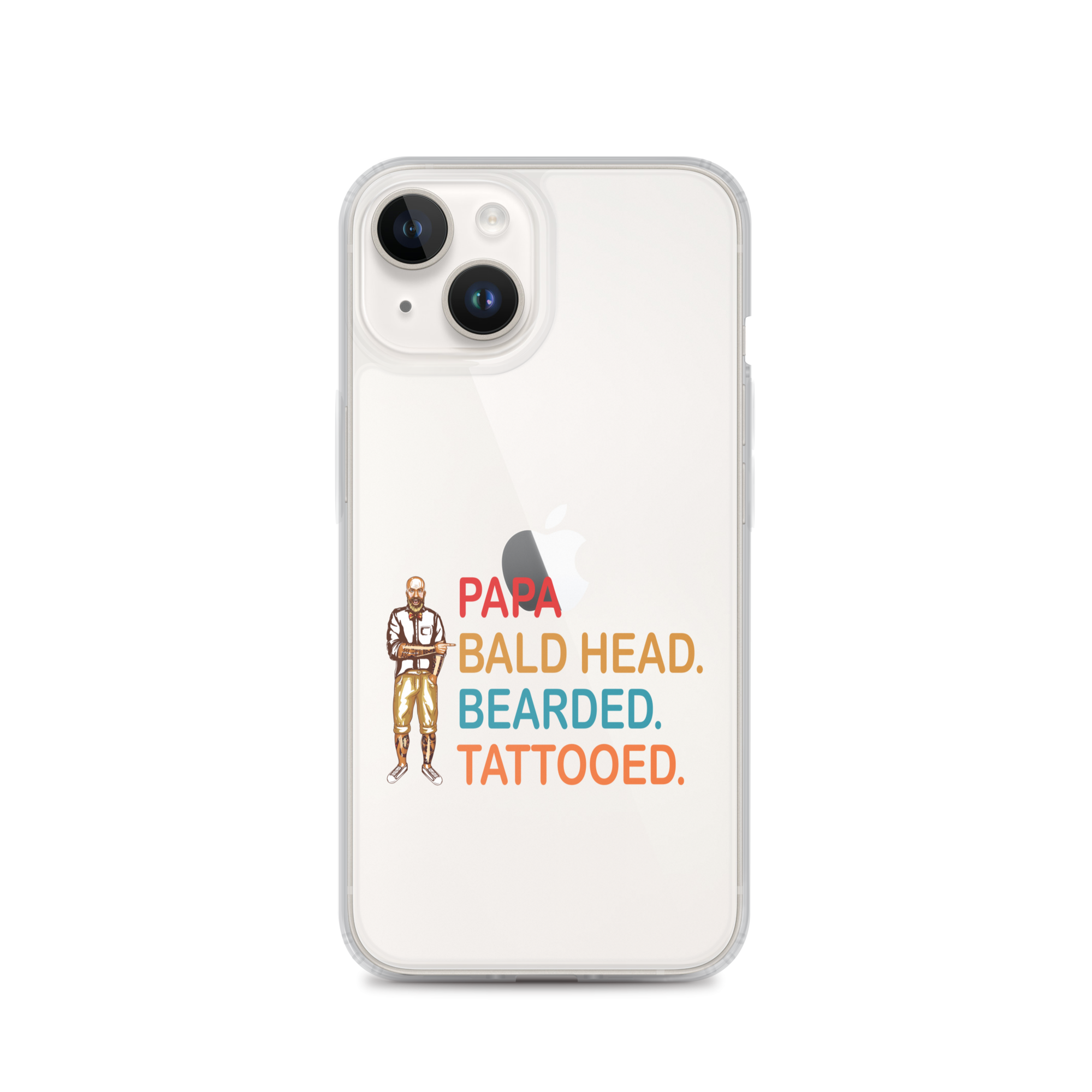 Papa, Bald Head, Bearded, Tattooed Clear Case for iPhone®