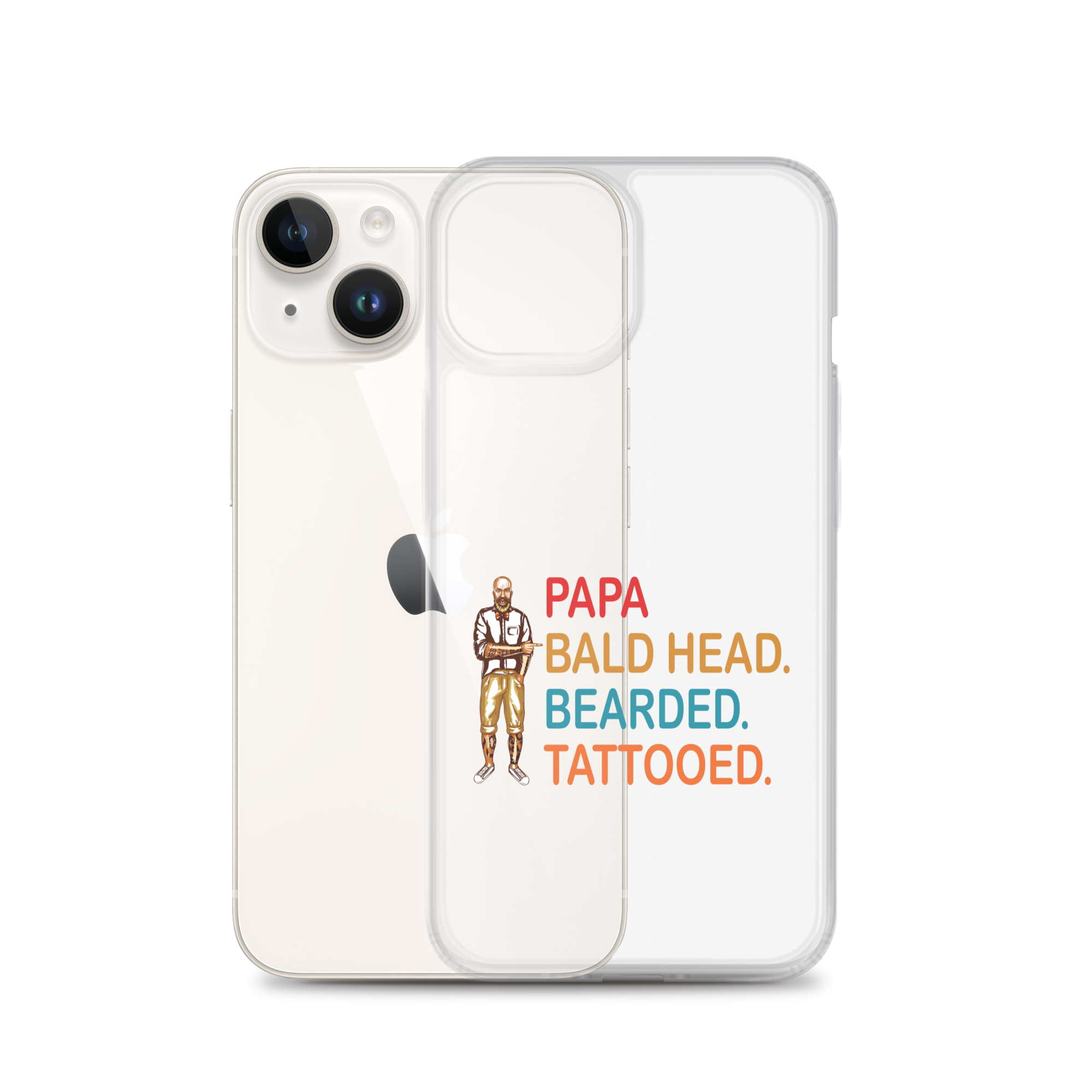 Papa, Bald Head, Bearded, Tattooed Clear Case for iPhone®