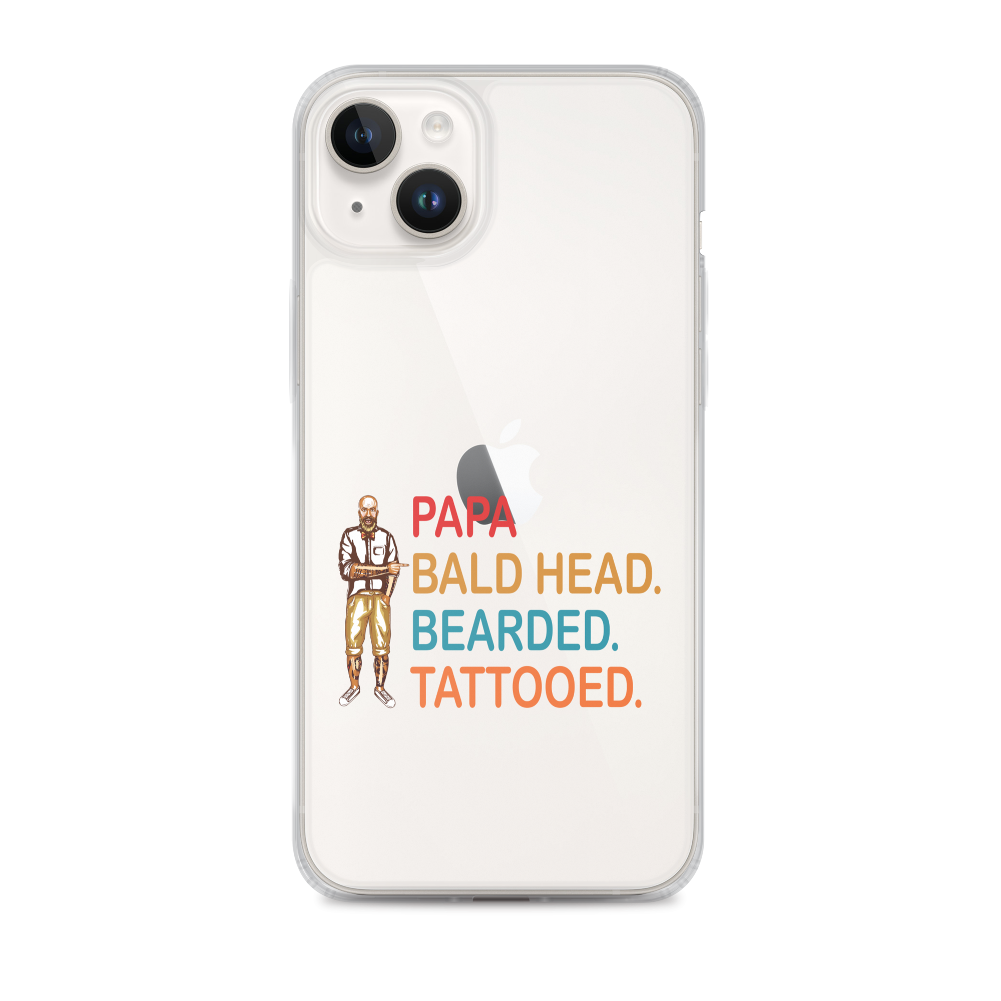 Papa, Bald Head, Bearded, Tattooed Clear Case for iPhone®