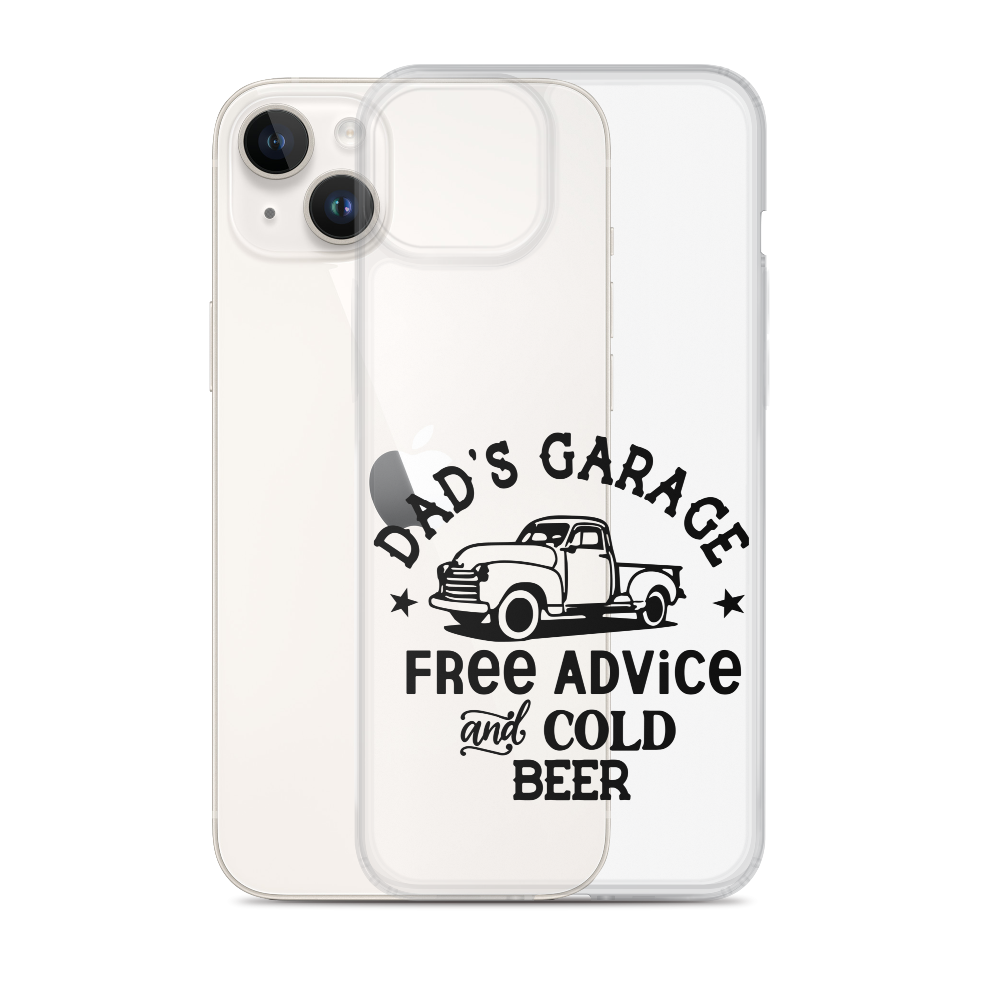 Dad's Garage Free Advice And Cold Beer Clear Case for iPhone®