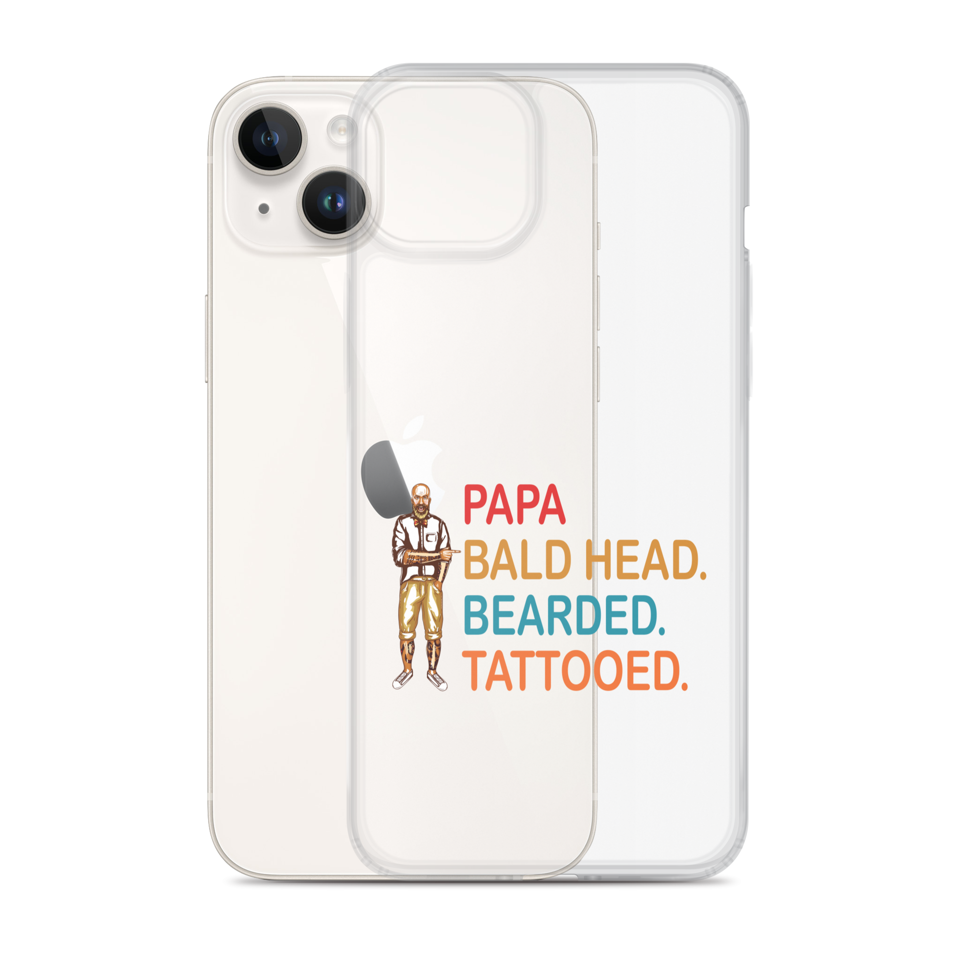 Papa, Bald Head, Bearded, Tattooed Clear Case for iPhone®