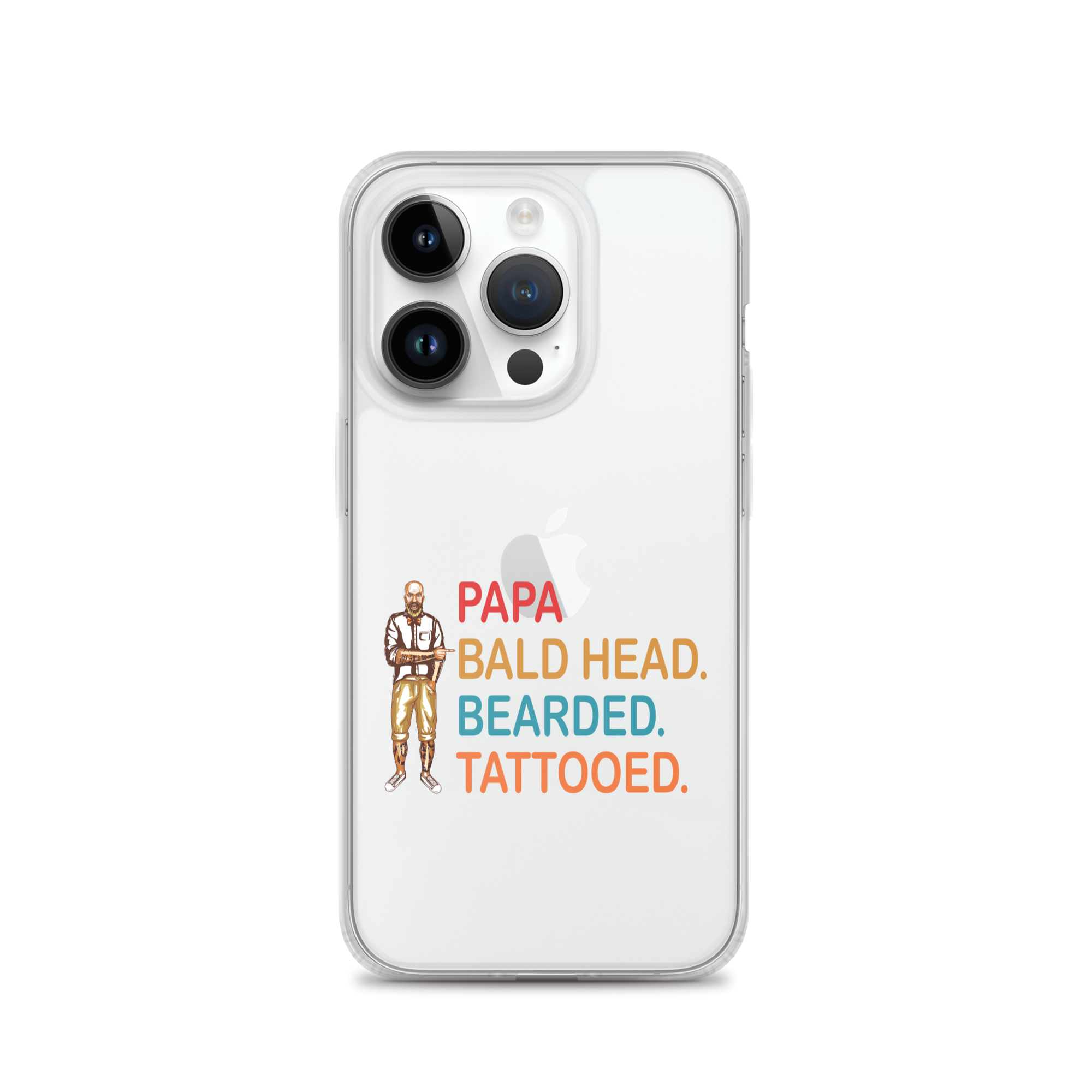 Papa, Bald Head, Bearded, Tattooed Clear Case for iPhone®