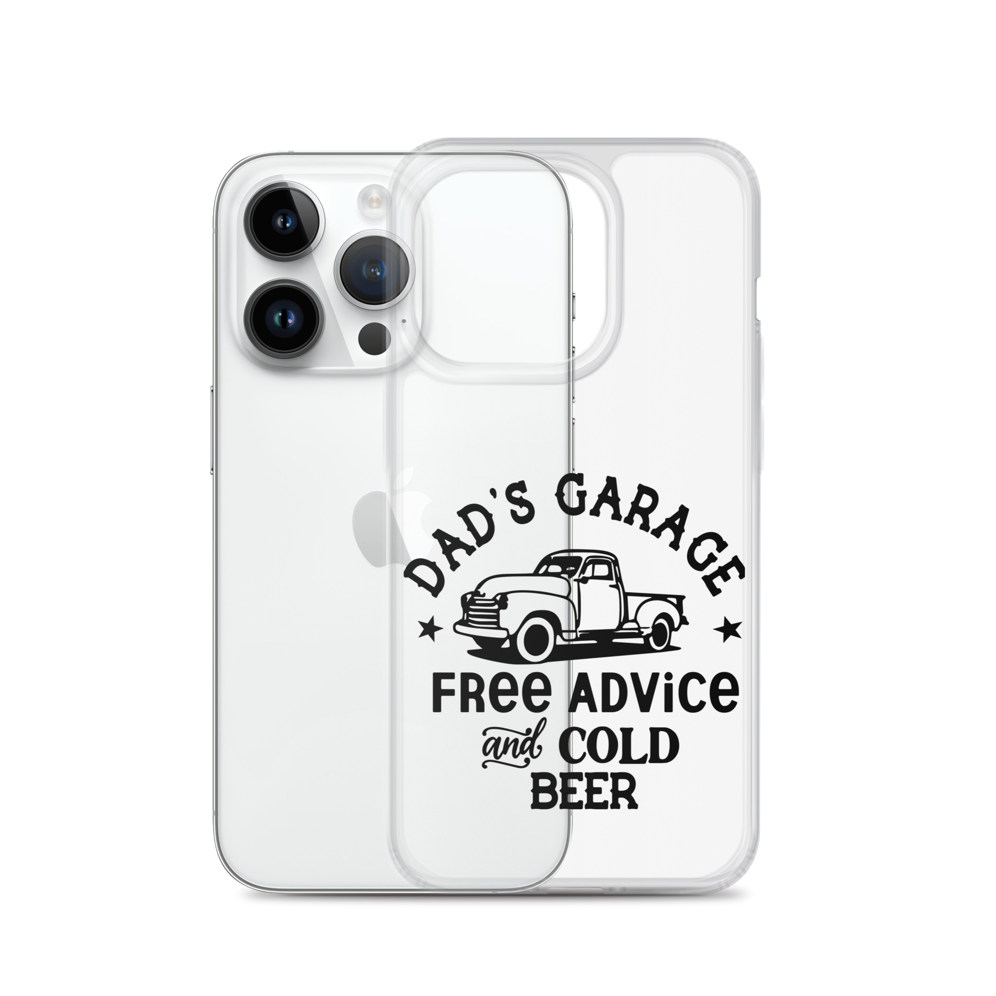 Dad's Garage Free Advice And Cold Beer Clear Case for iPhone®