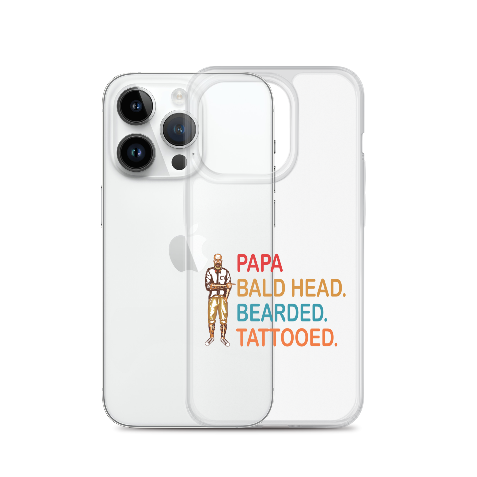 Papa, Bald Head, Bearded, Tattooed Clear Case for iPhone®