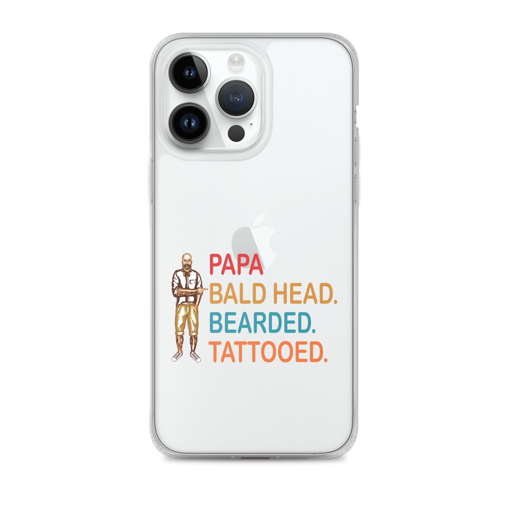 Papa, Bald Head, Bearded, Tattooed Clear Case for iPhone®