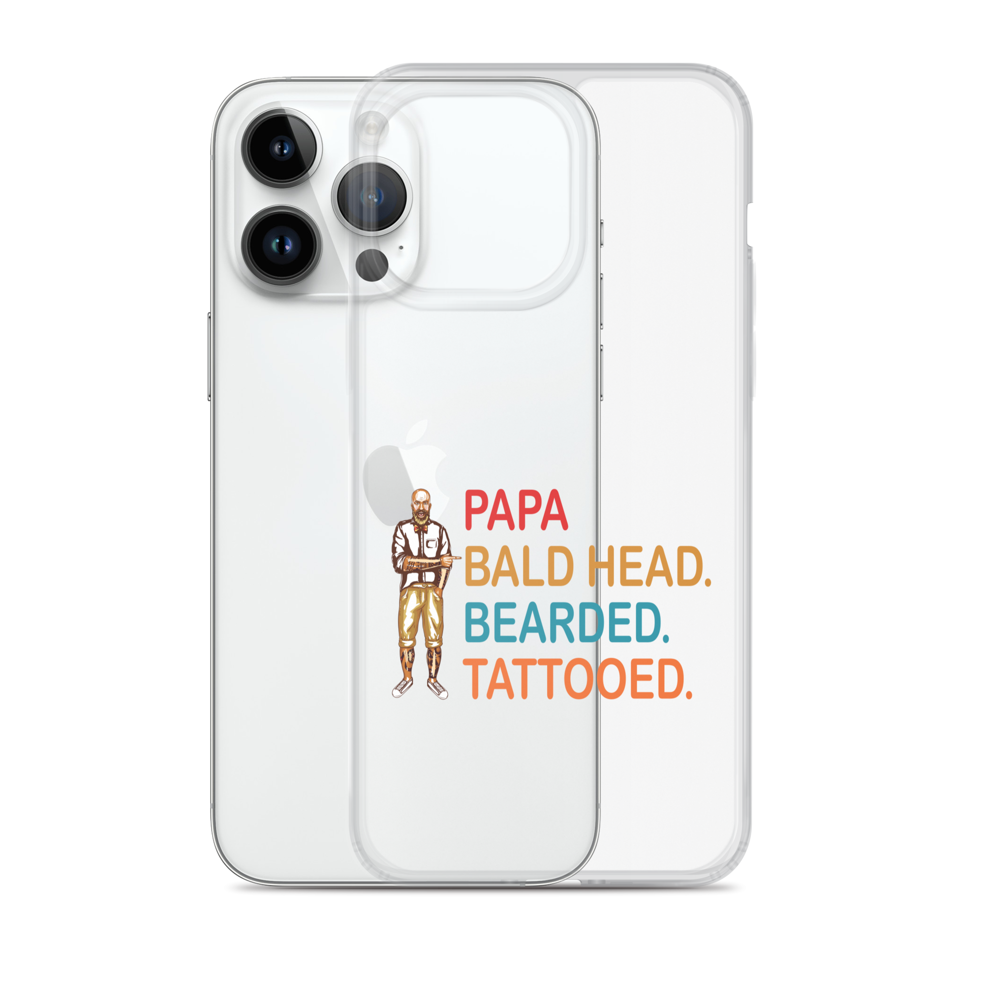 Papa, Bald Head, Bearded, Tattooed Clear Case for iPhone®