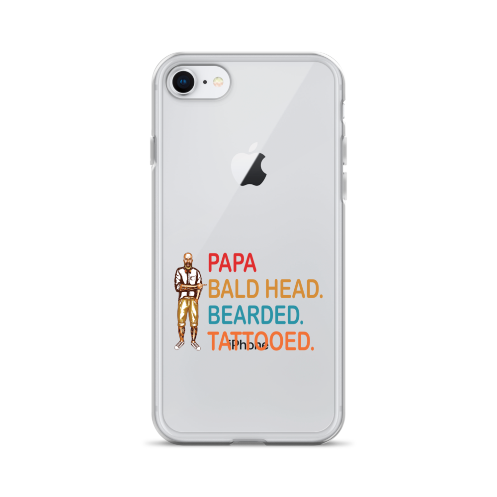 Papa, Bald Head, Bearded, Tattooed Clear Case for iPhone®