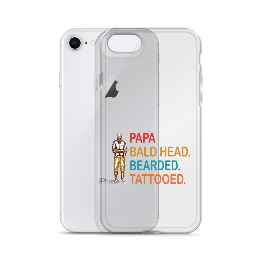 Papa, Bald Head, Bearded, Tattooed Clear Case for iPhone®