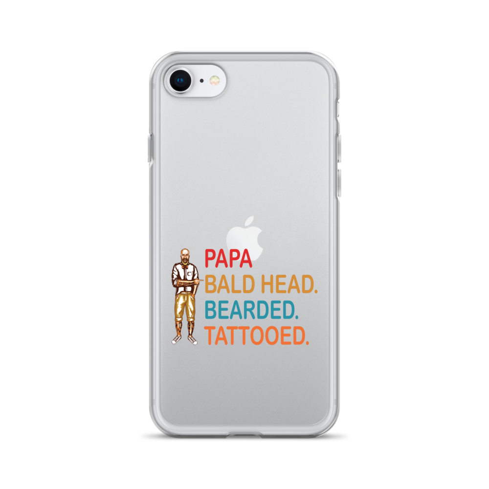 Papa, Bald Head, Bearded, Tattooed Clear Case for iPhone®