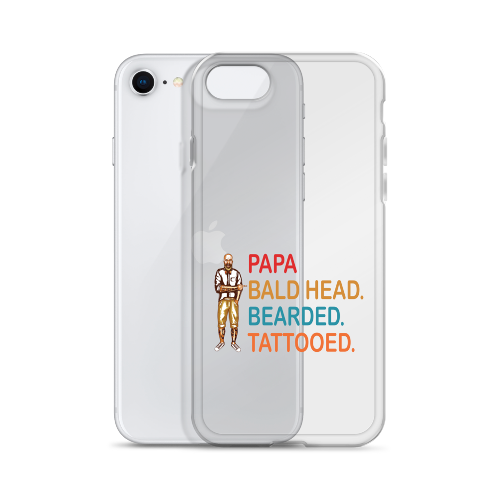 Papa, Bald Head, Bearded, Tattooed Clear Case for iPhone®