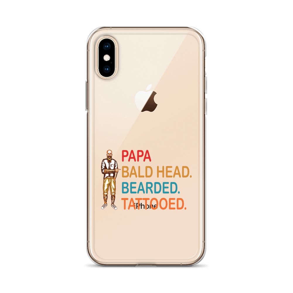 Papa, Bald Head, Bearded, Tattooed Clear Case for iPhone®