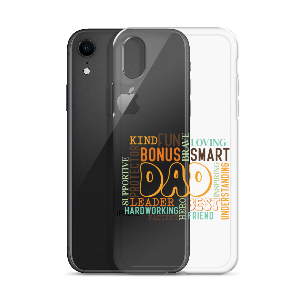 Kind Fun Brave Loving Bonus Smart Inspiring Understanding Best Friend Hero Patient Leader Hardworking Supportive Protector Dad Clear Case for iPhone®