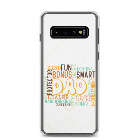 Kind Fun Brave Loving Bonus Smart Inspiring Understanding Best Friend Hero Patient Leader Hardworking Supportive Protector Dad Clear Case for Samsung®