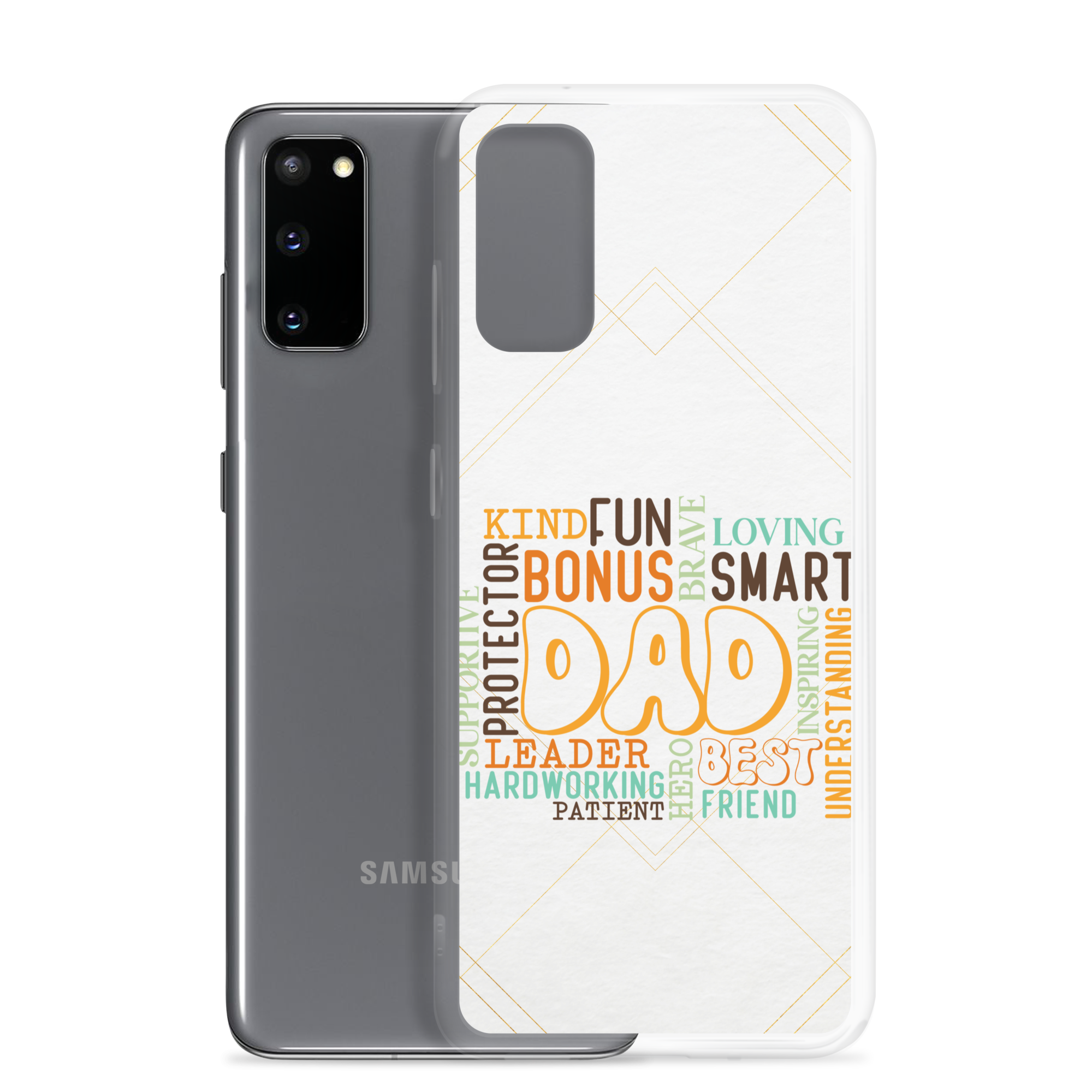 Kind Fun Brave Loving Bonus Smart Inspiring Understanding Best Friend Hero Patient Leader Hardworking Supportive Protector Dad Clear Case for Samsung®