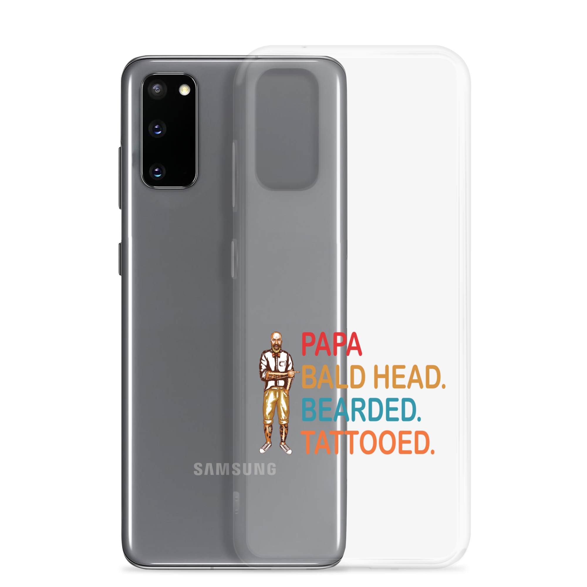 Papa, Bald Head, Bearded, Tattooed Clear Case for Samsung®