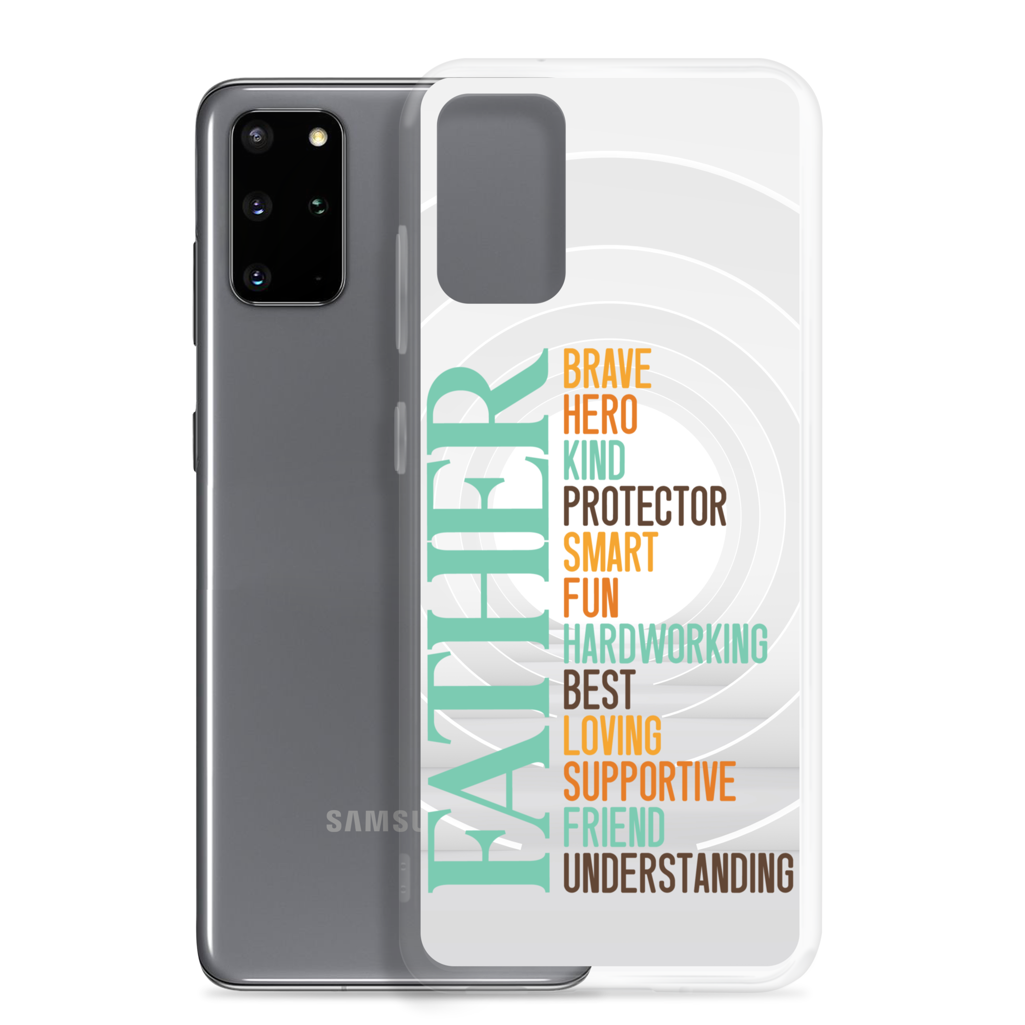 Brave Hero Kind Protector Smart Fun Hardworking Best Loving Supportive Friend Understanding Father Clear Case for Samsung®