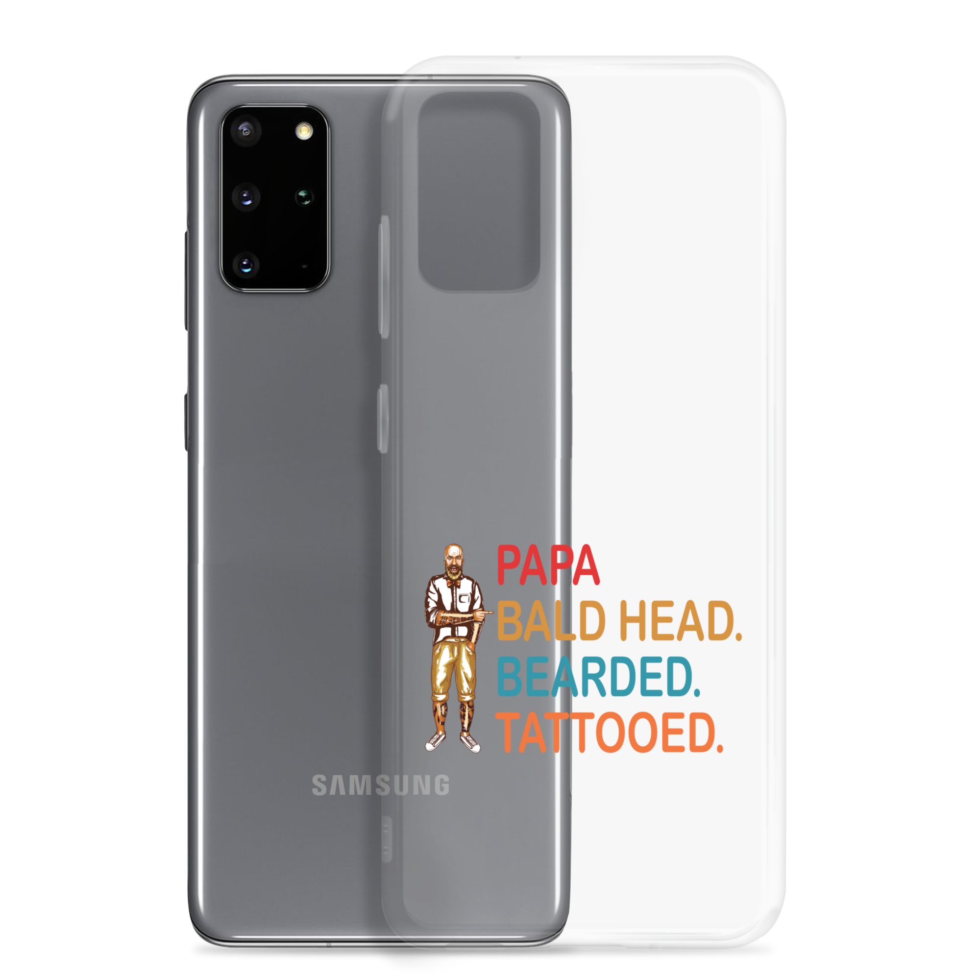 Papa, Bald Head, Bearded, Tattooed Clear Case for Samsung®