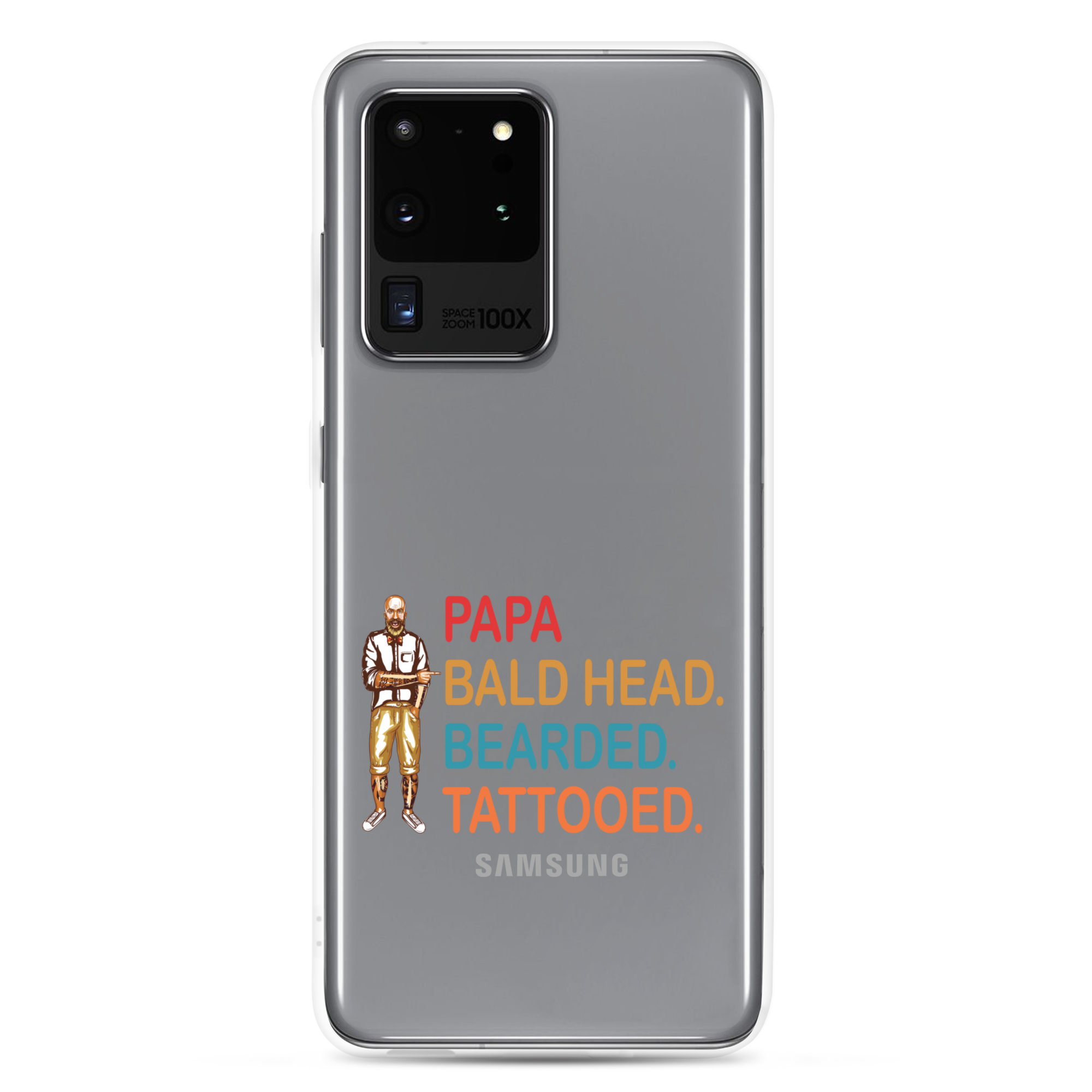 Papa, Bald Head, Bearded, Tattooed Clear Case for Samsung®