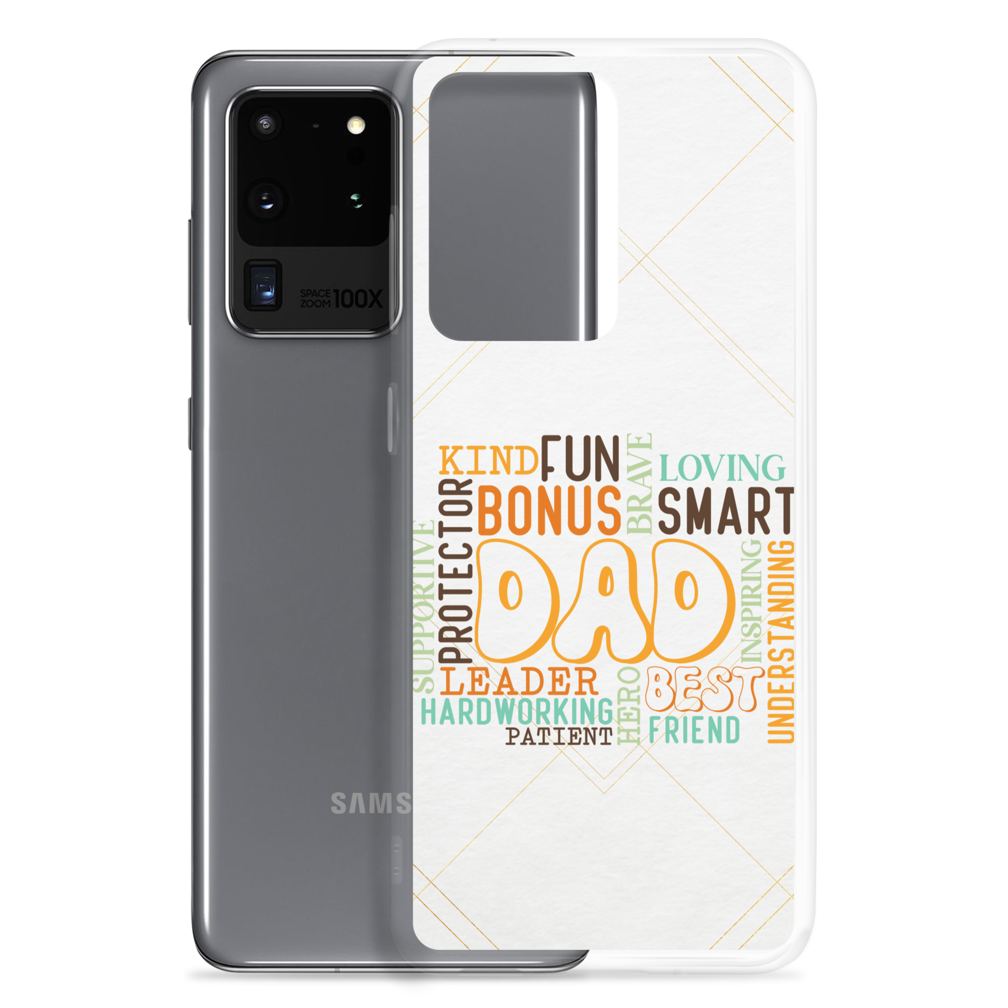 Kind Fun Brave Loving Bonus Smart Inspiring Understanding Best Friend Hero Patient Leader Hardworking Supportive Protector Dad Clear Case for Samsung®