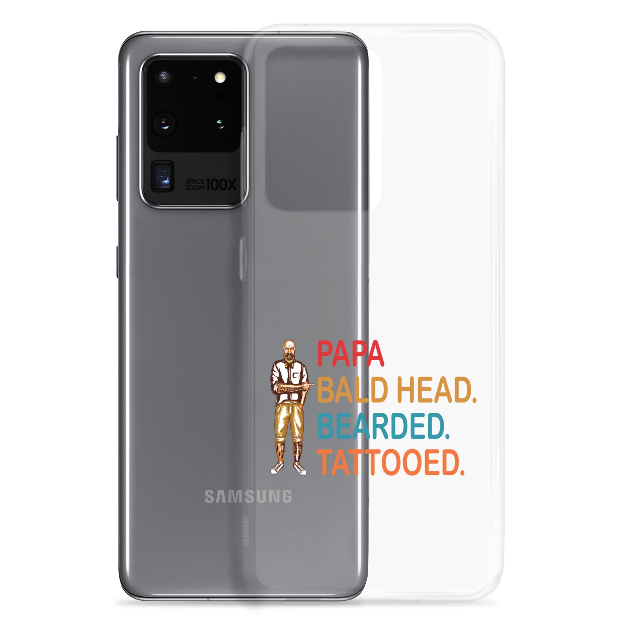 Papa, Bald Head, Bearded, Tattooed Clear Case for Samsung®