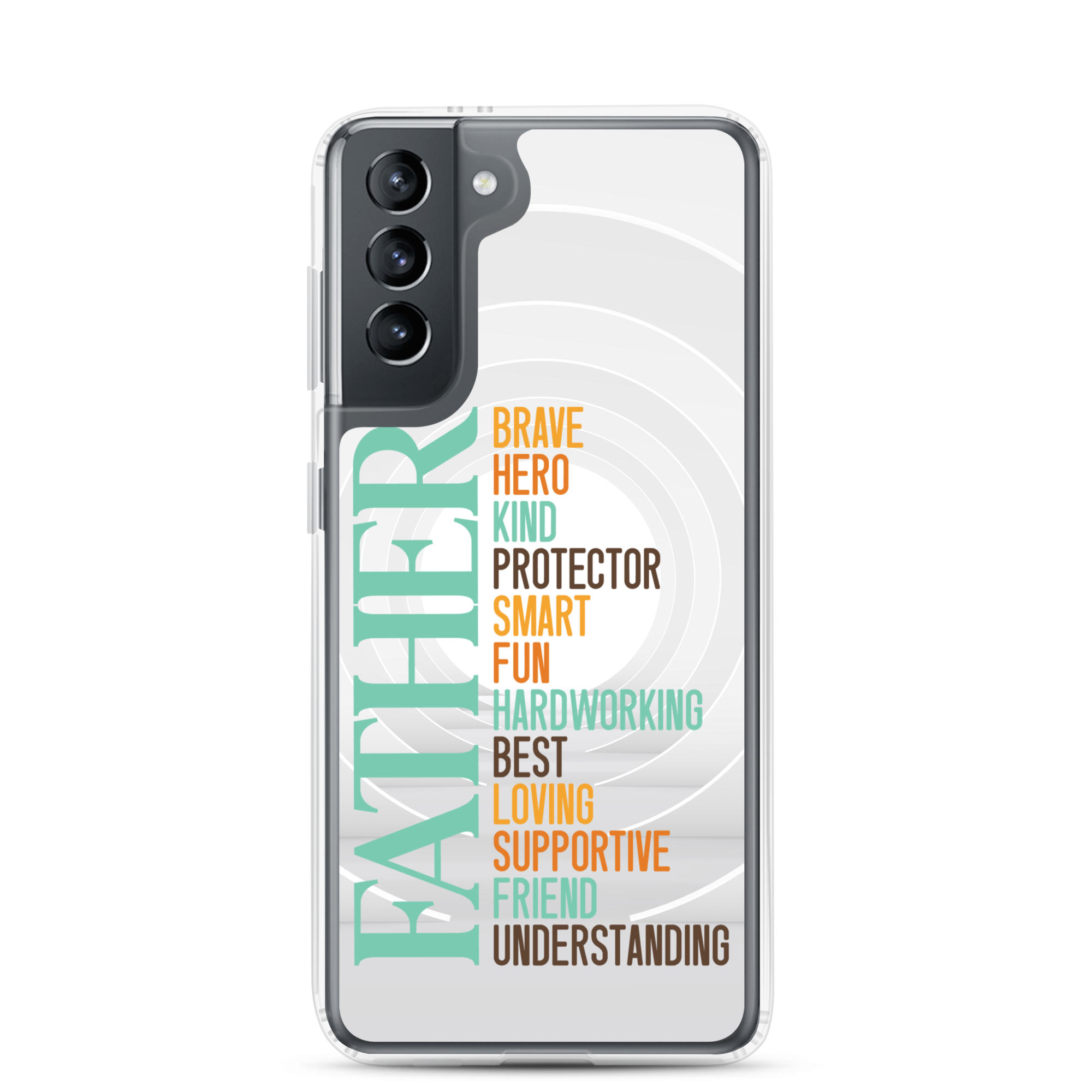 Brave Hero Kind Protector Smart Fun Hardworking Best Loving Supportive Friend Understanding Father Clear Case for Samsung®