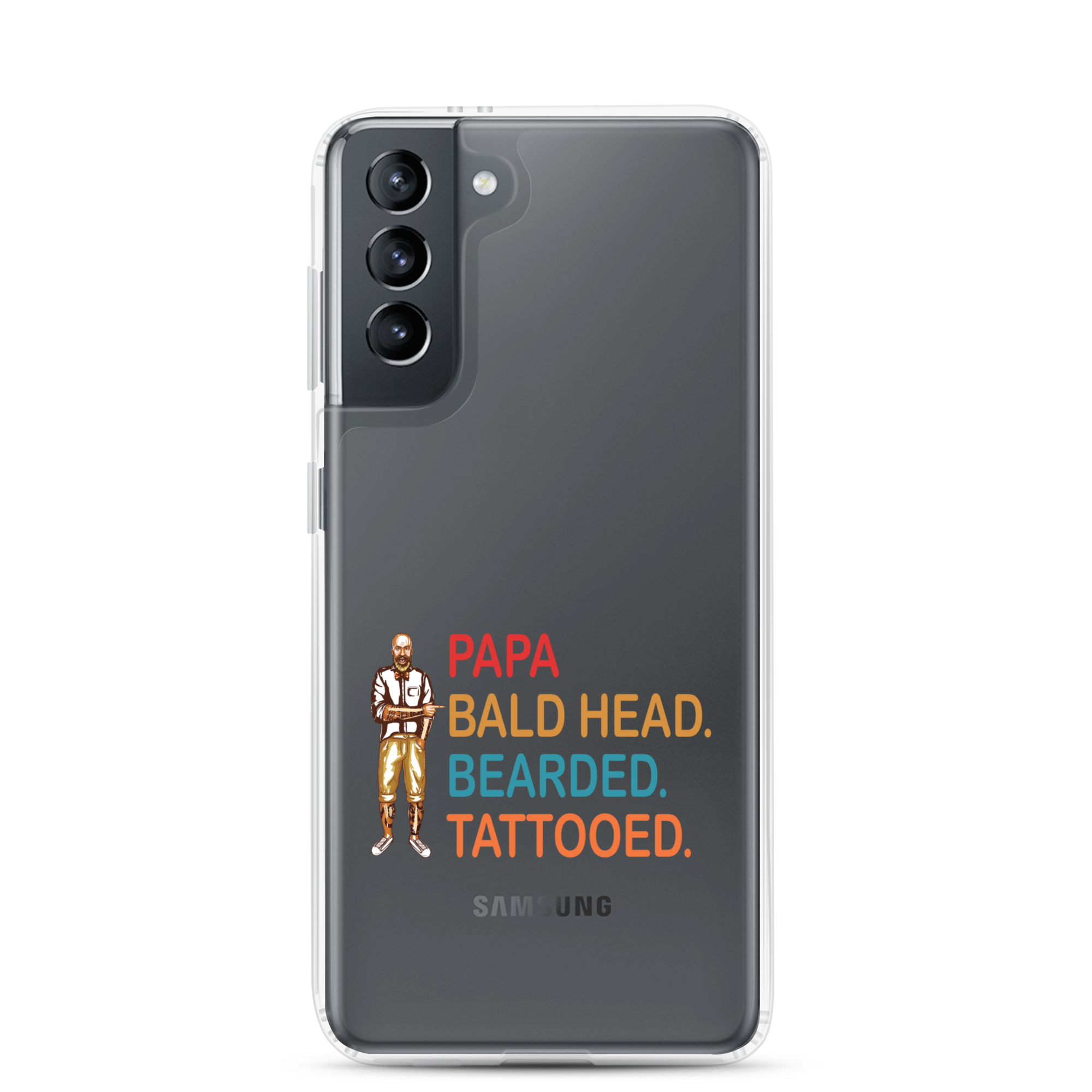 Papa, Bald Head, Bearded, Tattooed Clear Case for Samsung®