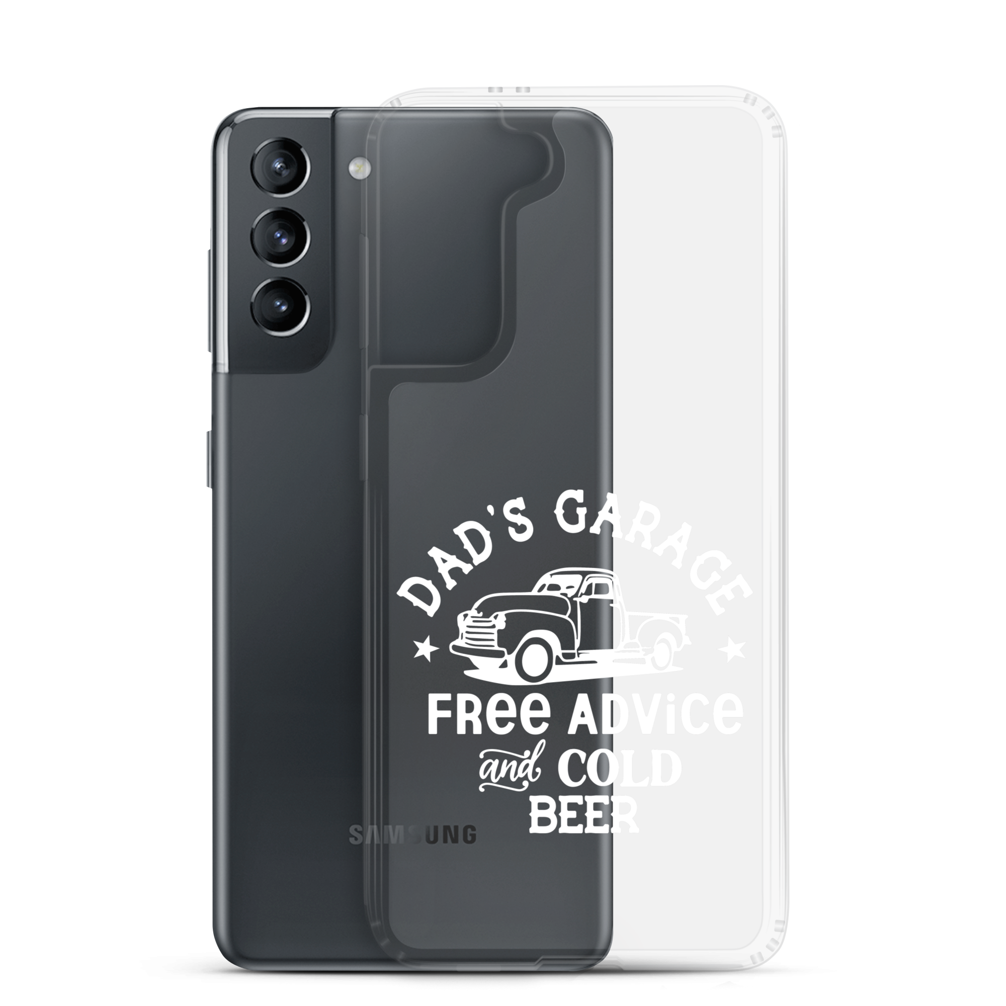 Dad's Garage Free Advice And Cold Beer Clear Case for Samsung®