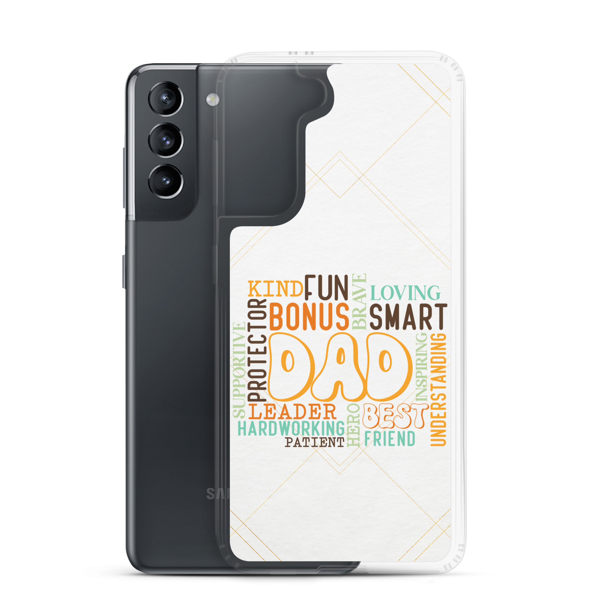 Kind Fun Brave Loving Bonus Smart Inspiring Understanding Best Friend Hero Patient Leader Hardworking Supportive Protector Dad Clear Case for Samsung®