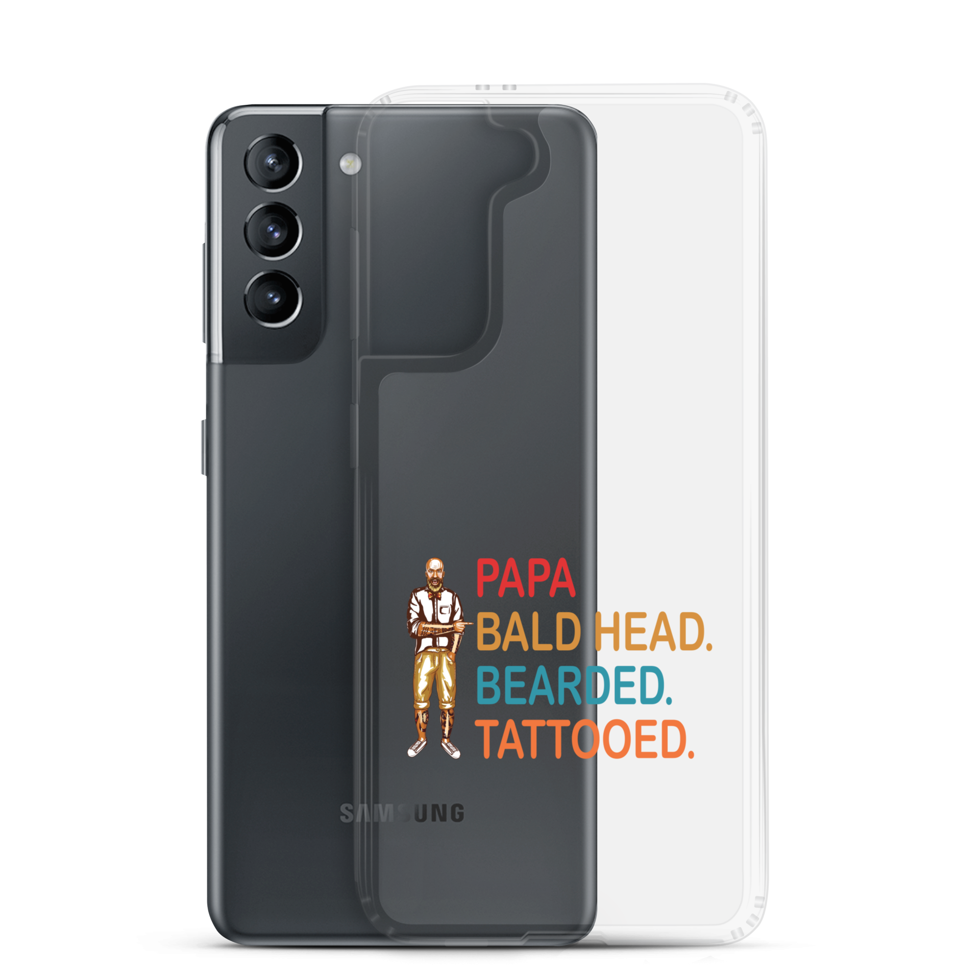 Papa, Bald Head, Bearded, Tattooed Clear Case for Samsung®