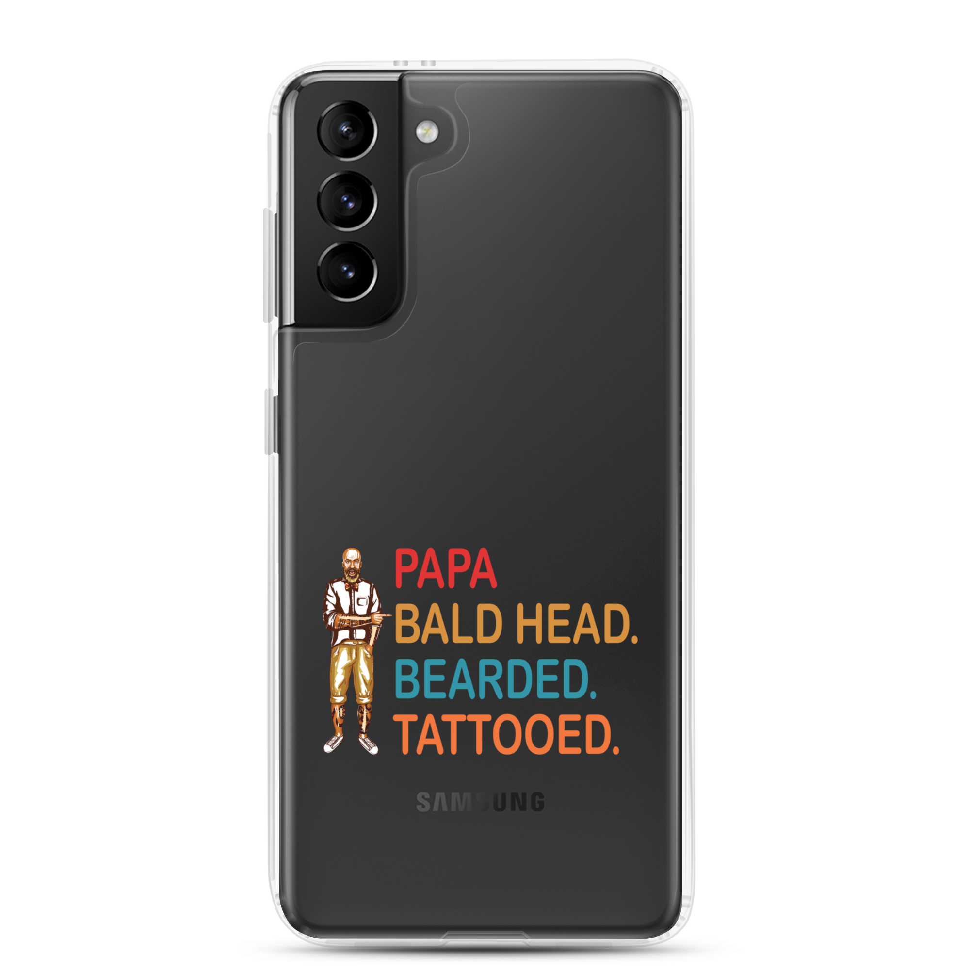 Papa, Bald Head, Bearded, Tattooed Clear Case for Samsung®