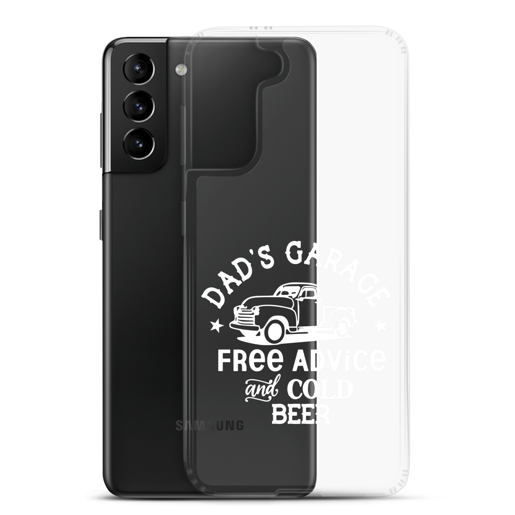 Dad's Garage Free Advice And Cold Beer Clear Case for Samsung®