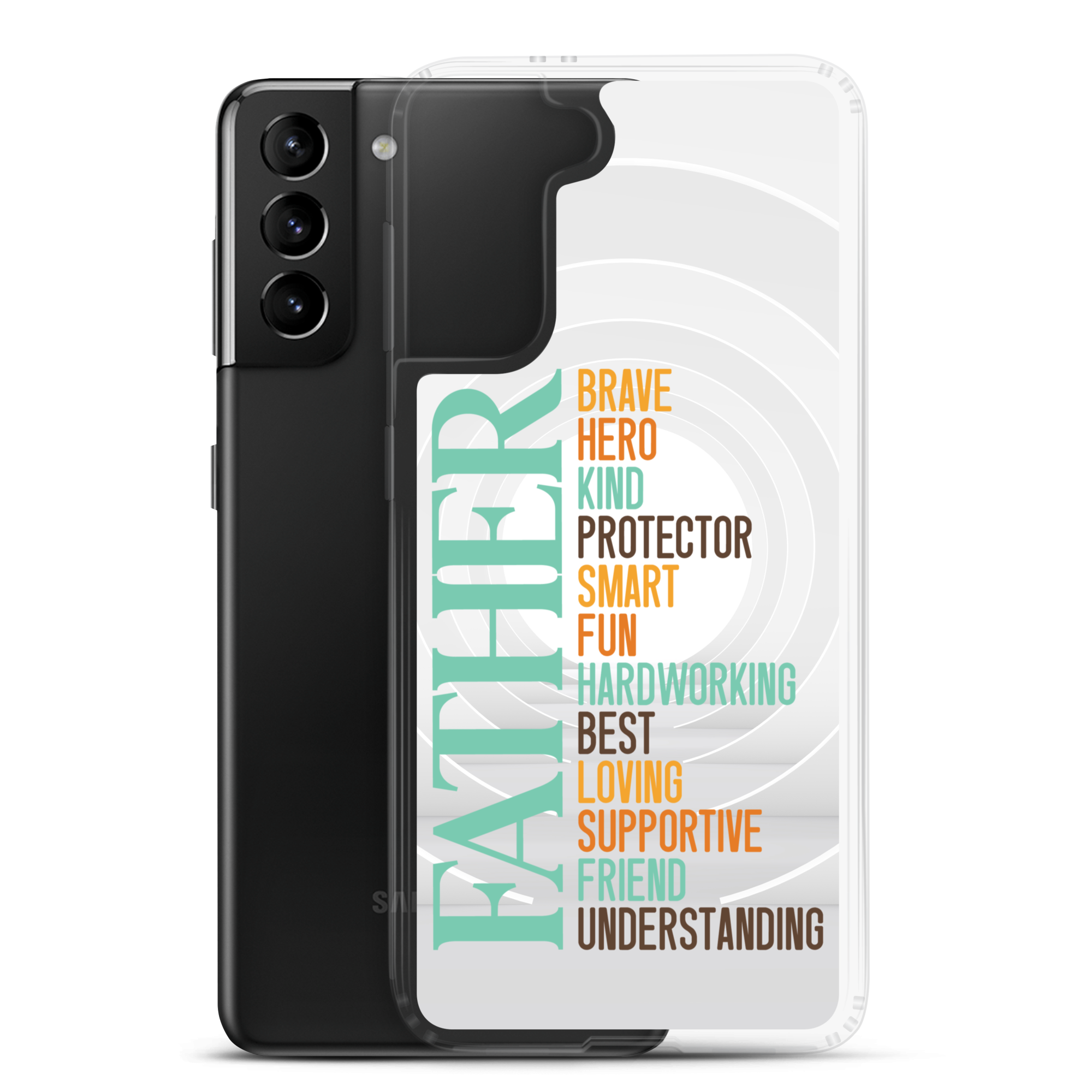 Brave Hero Kind Protector Smart Fun Hardworking Best Loving Supportive Friend Understanding Father Clear Case for Samsung®