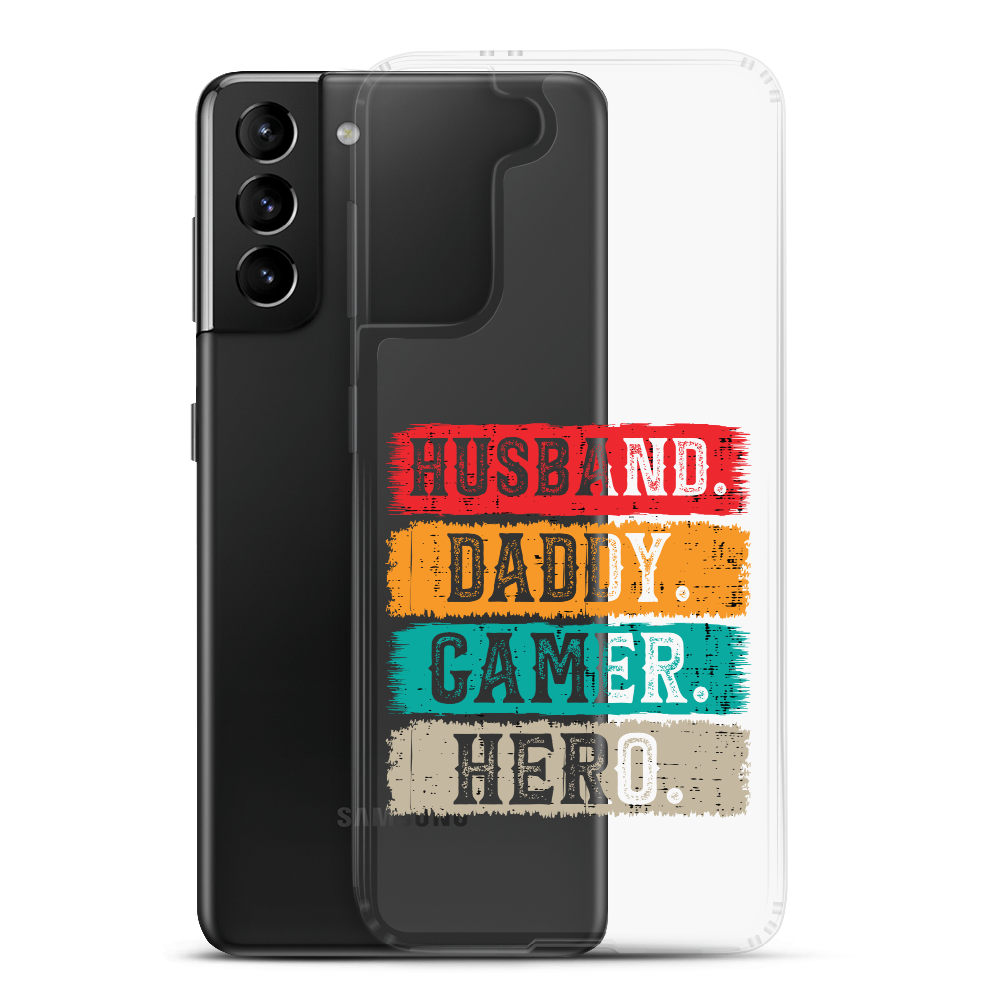 Husband, Daddy, Gamer, Hero Clear Case for Samsung®