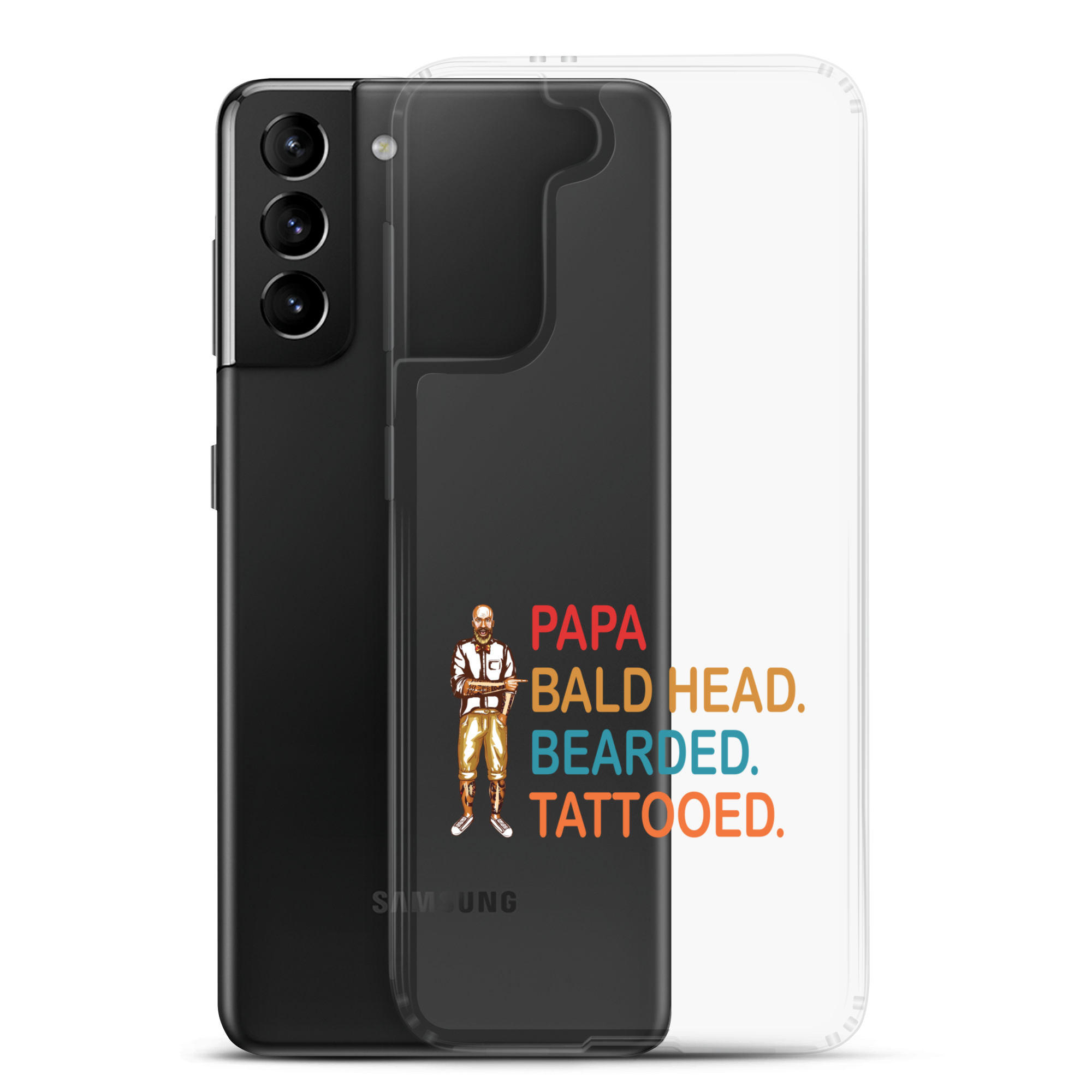 Papa, Bald Head, Bearded, Tattooed Clear Case for Samsung®