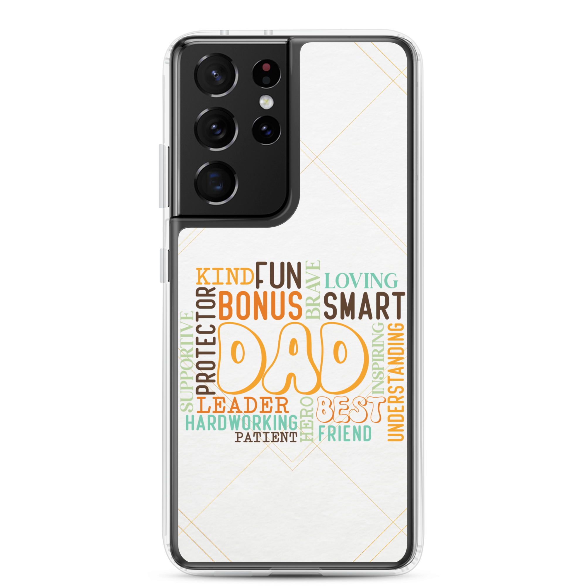 Kind Fun Brave Loving Bonus Smart Inspiring Understanding Best Friend Hero Patient Leader Hardworking Supportive Protector Dad Clear Case for Samsung®