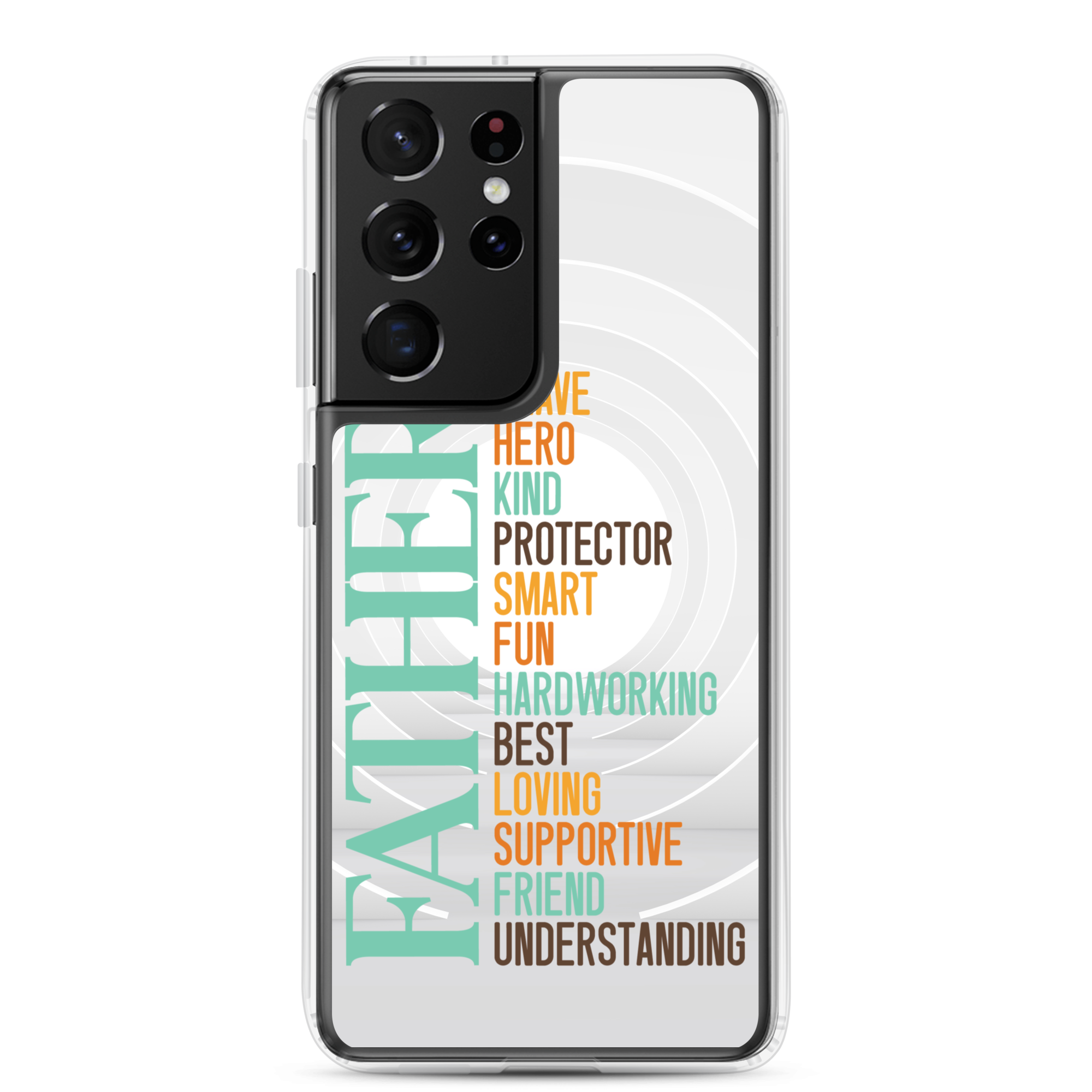 Brave Hero Kind Protector Smart Fun Hardworking Best Loving Supportive Friend Understanding Father Clear Case for Samsung®