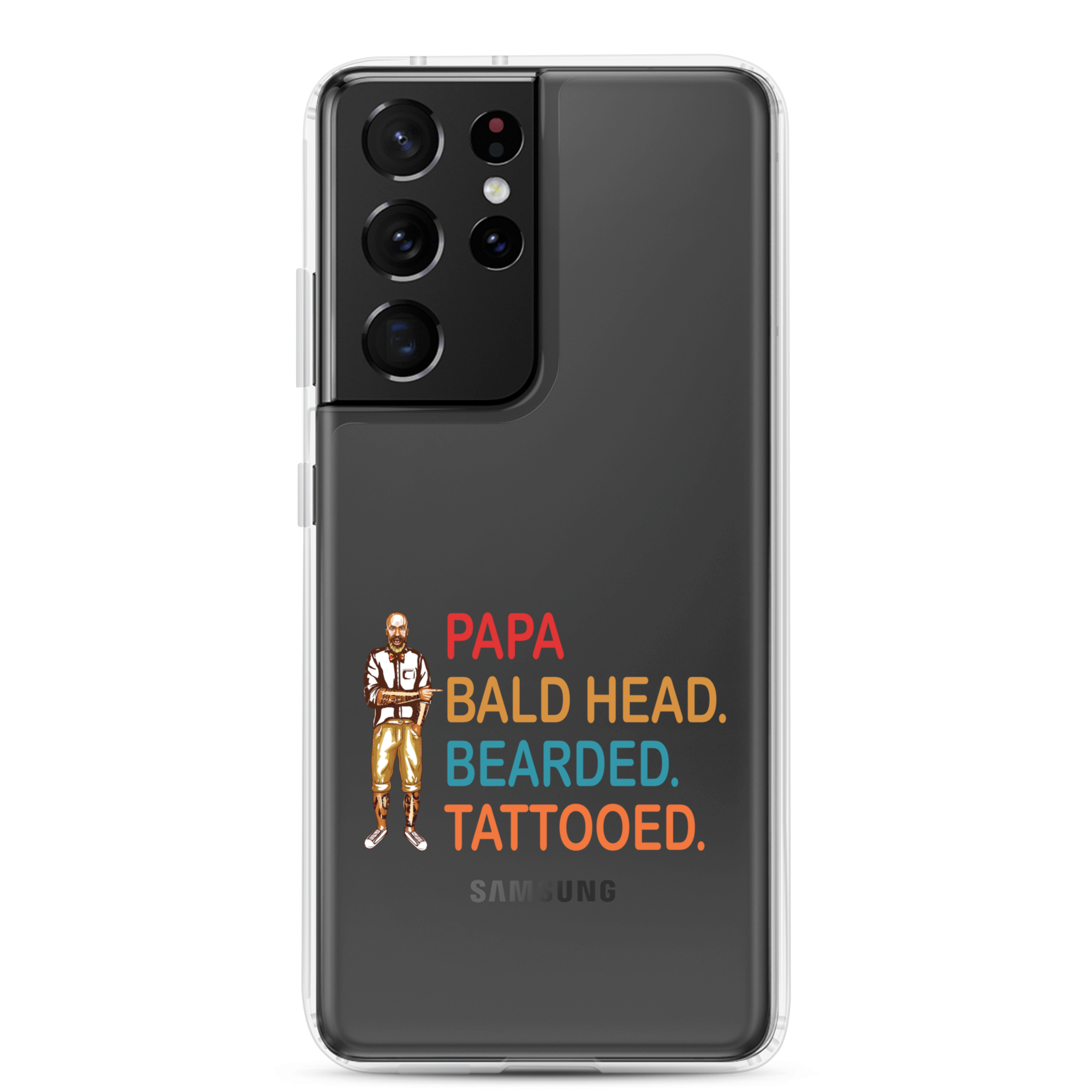 Papa, Bald Head, Bearded, Tattooed Clear Case for Samsung®