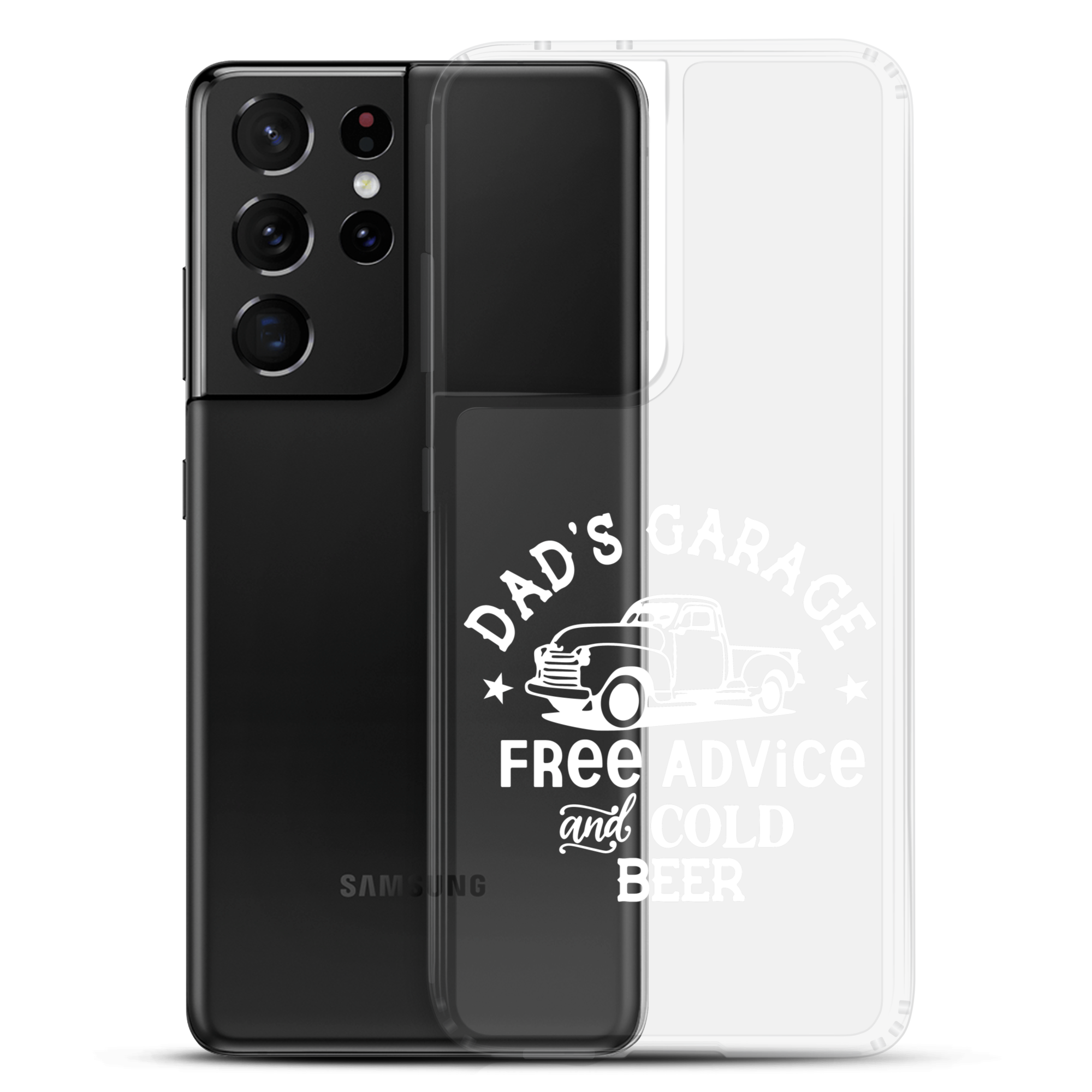 Dad's Garage Free Advice And Cold Beer Clear Case for Samsung®