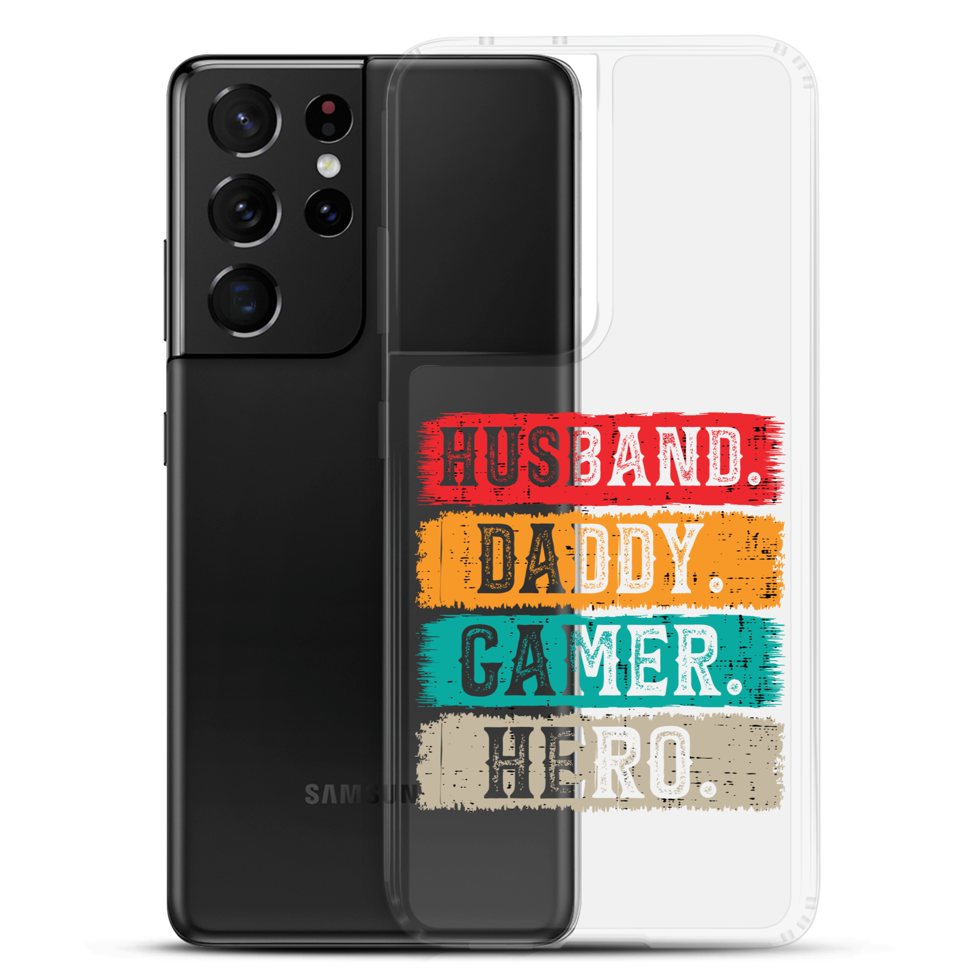 Husband, Daddy, Gamer, Hero Clear Case for Samsung®