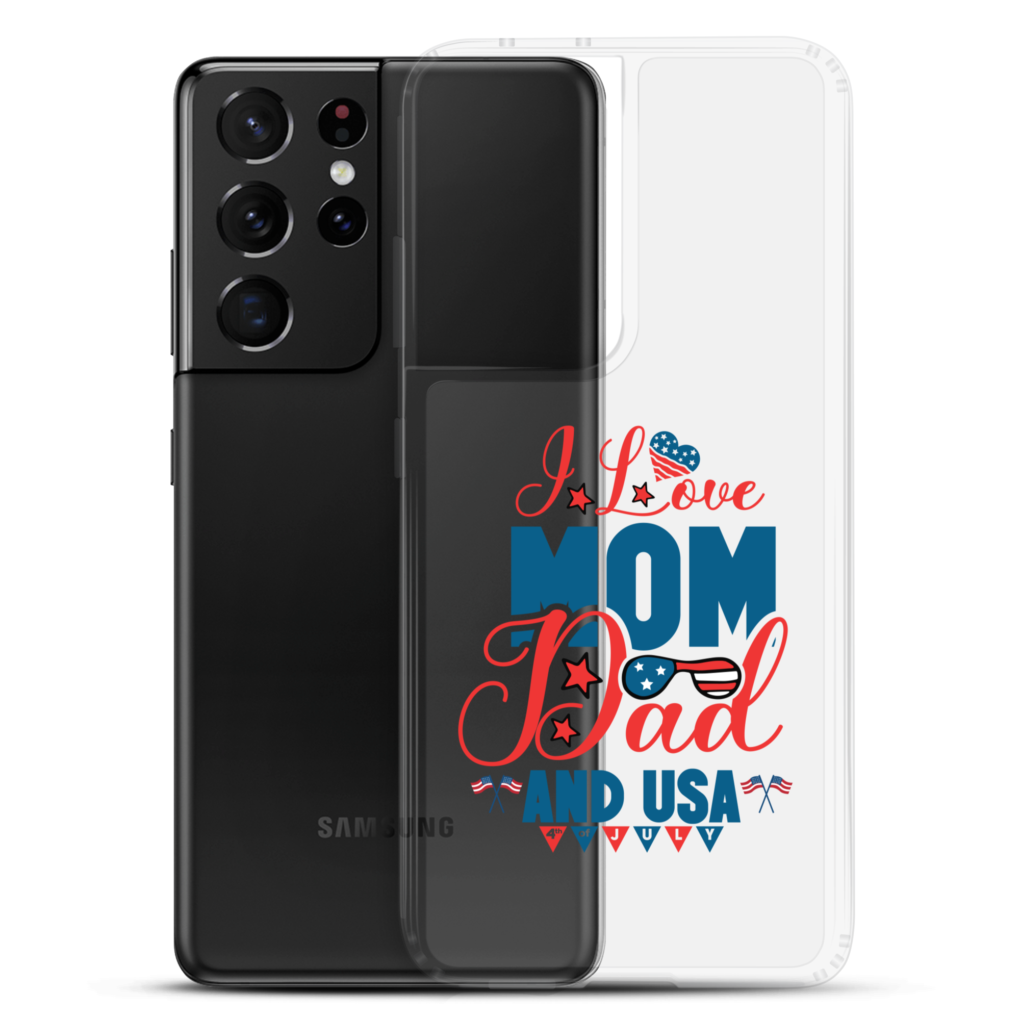 I Love Mom, Dad And USA Clear Case for Samsung®